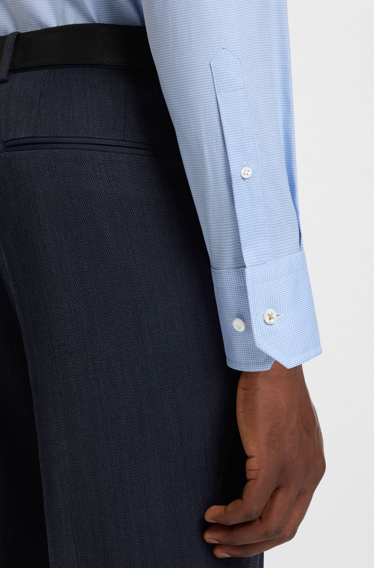 BOSS - Áo sơ mi dáng regular fit vải cotton pha Ý