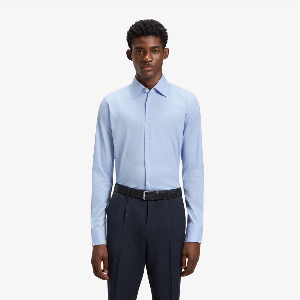 BOSS - Áo sơ mi dáng regular fit vải cotton pha Ý