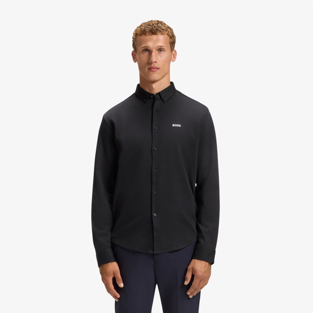 Áo sơ mi dáng regular fit vải cotton jersey co giãn