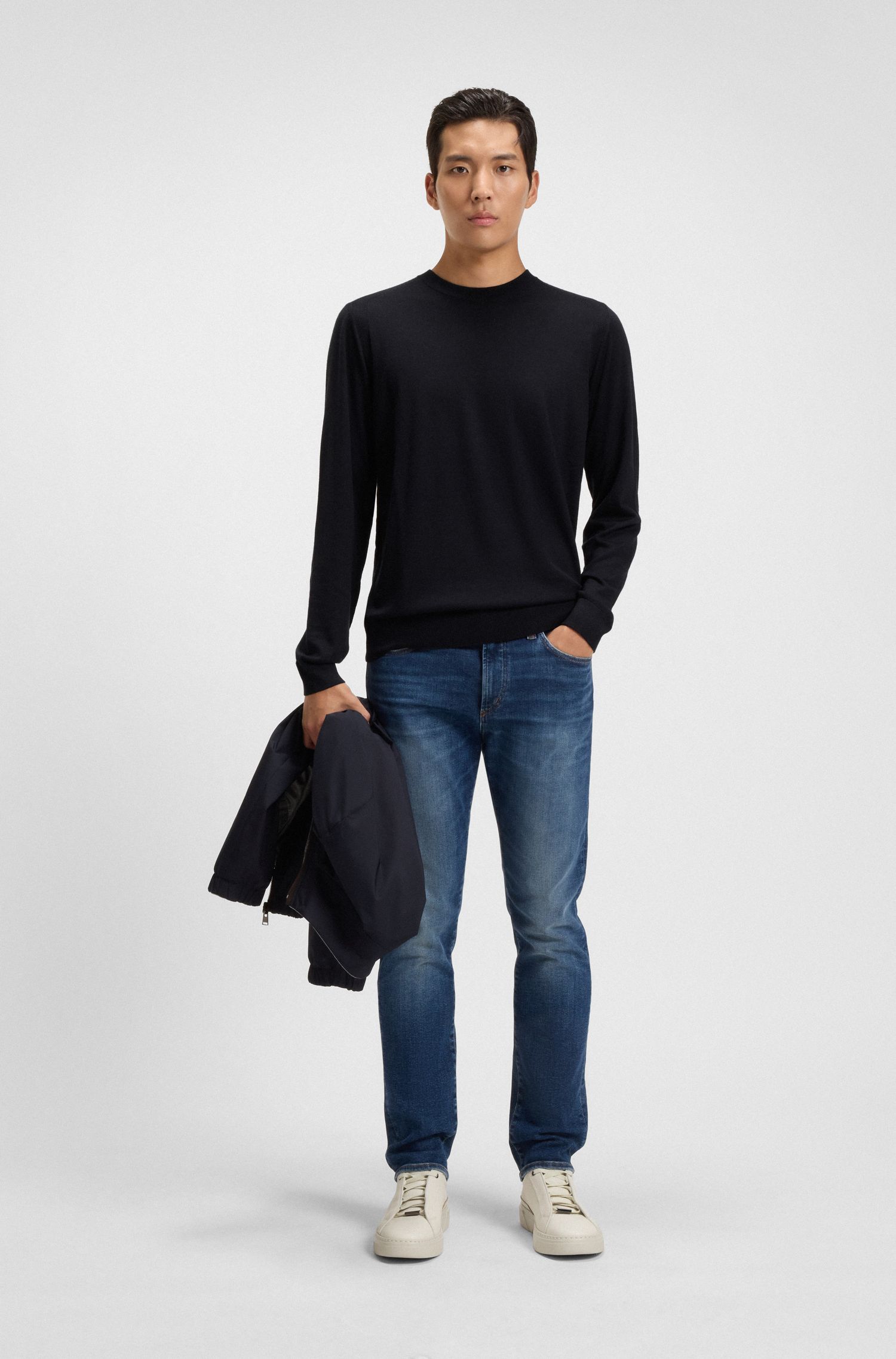 BOSS - Áo len dệt bằng len, lụa và cashmere