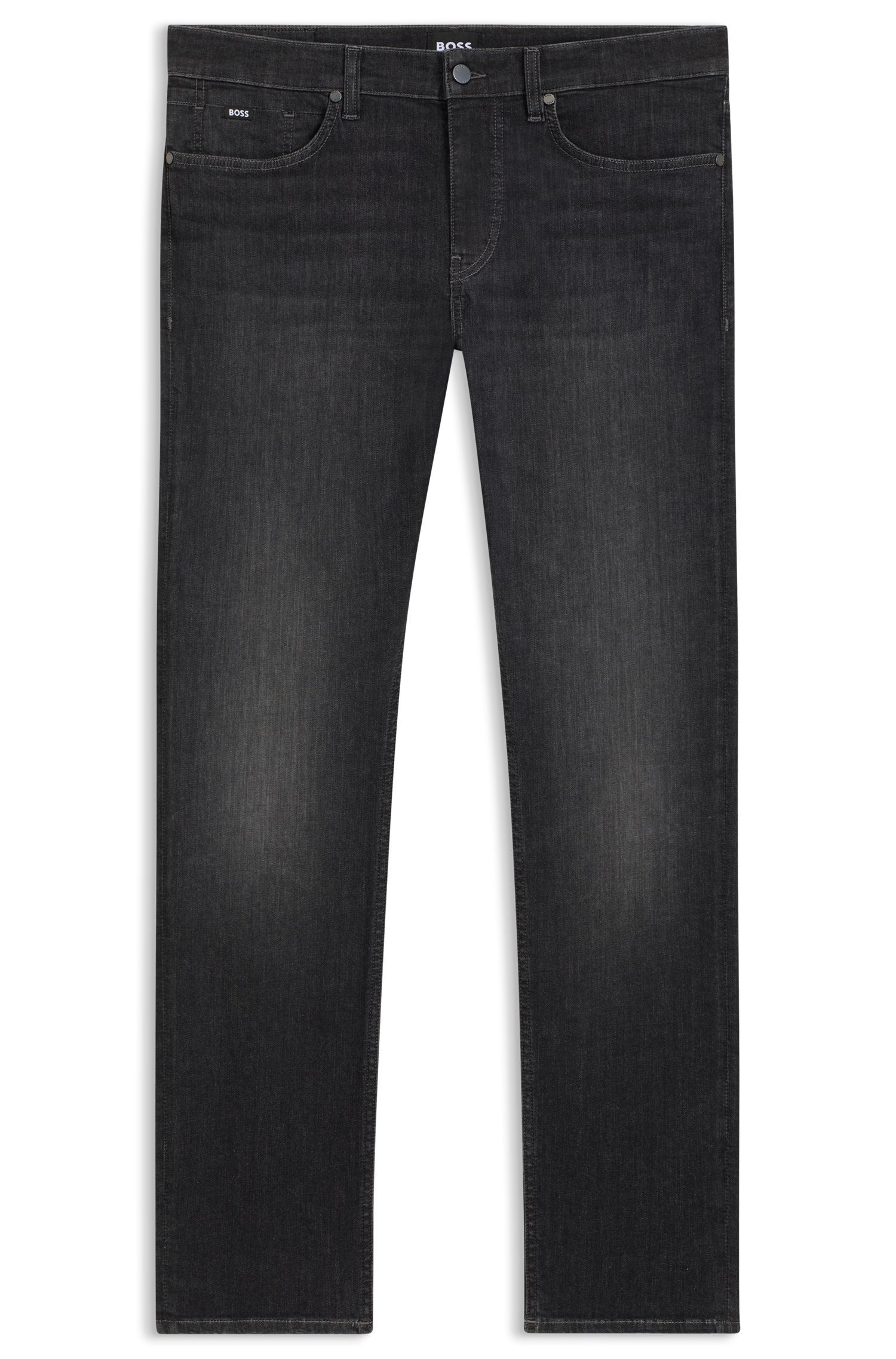 BOSS - Quần jeans dáng slim-fit bằng denim đen co giãn