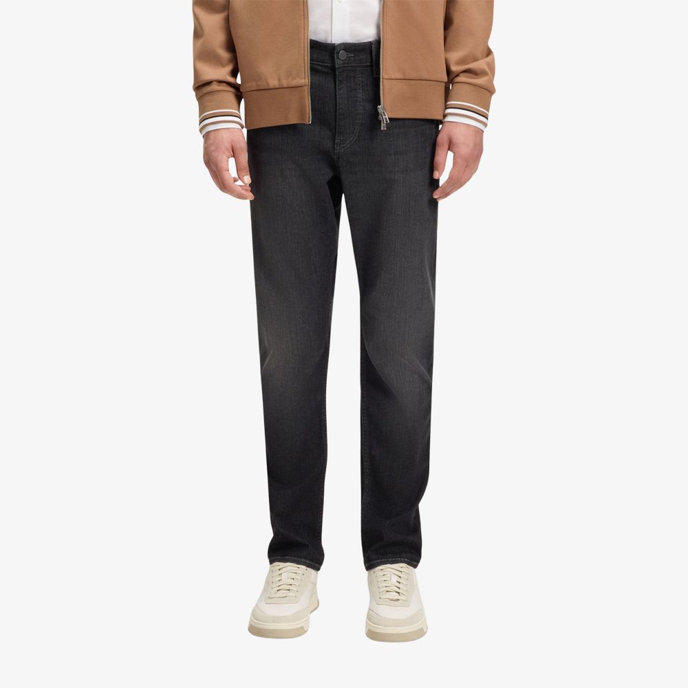 BOSS - Quần jeans dáng slim-fit bằng denim đen co giãn