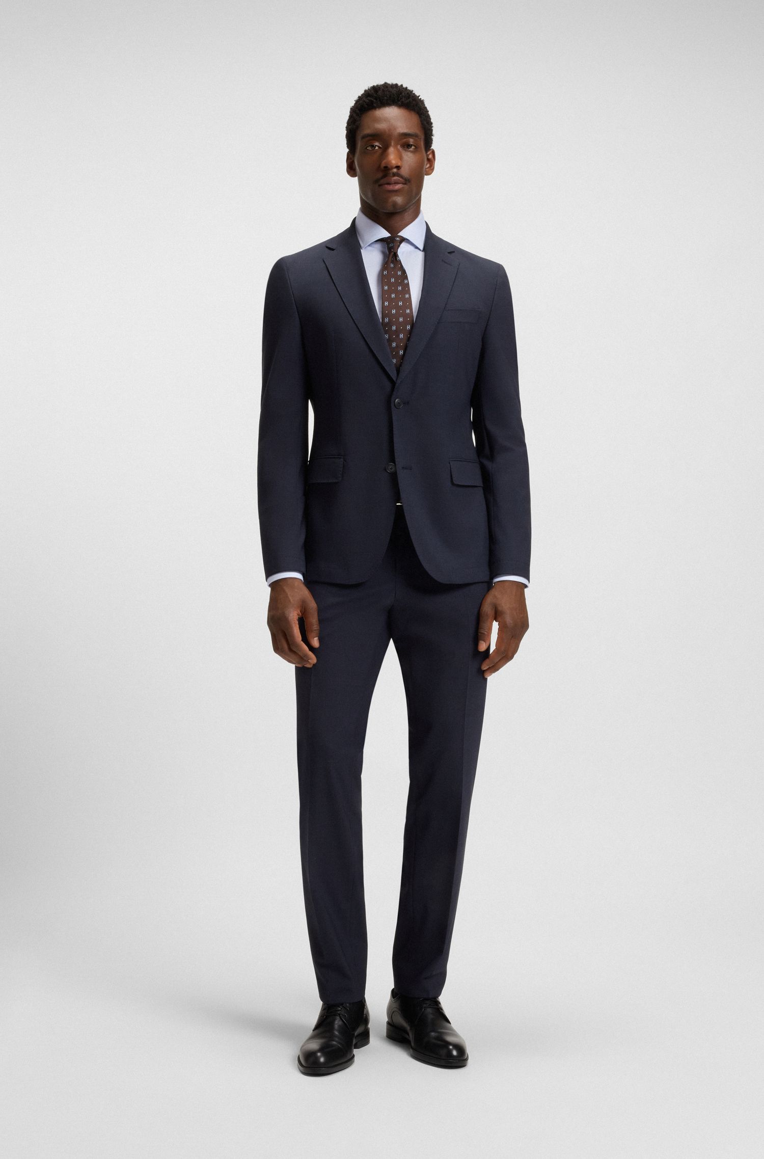 BOSS - Áo sơ mi dáng slim fit vải cotton cấu trúc