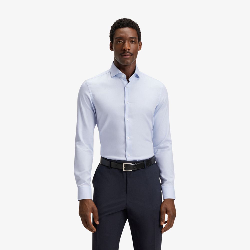 BOSS - Áo sơ mi dáng slim fit vải cotton cấu trúc