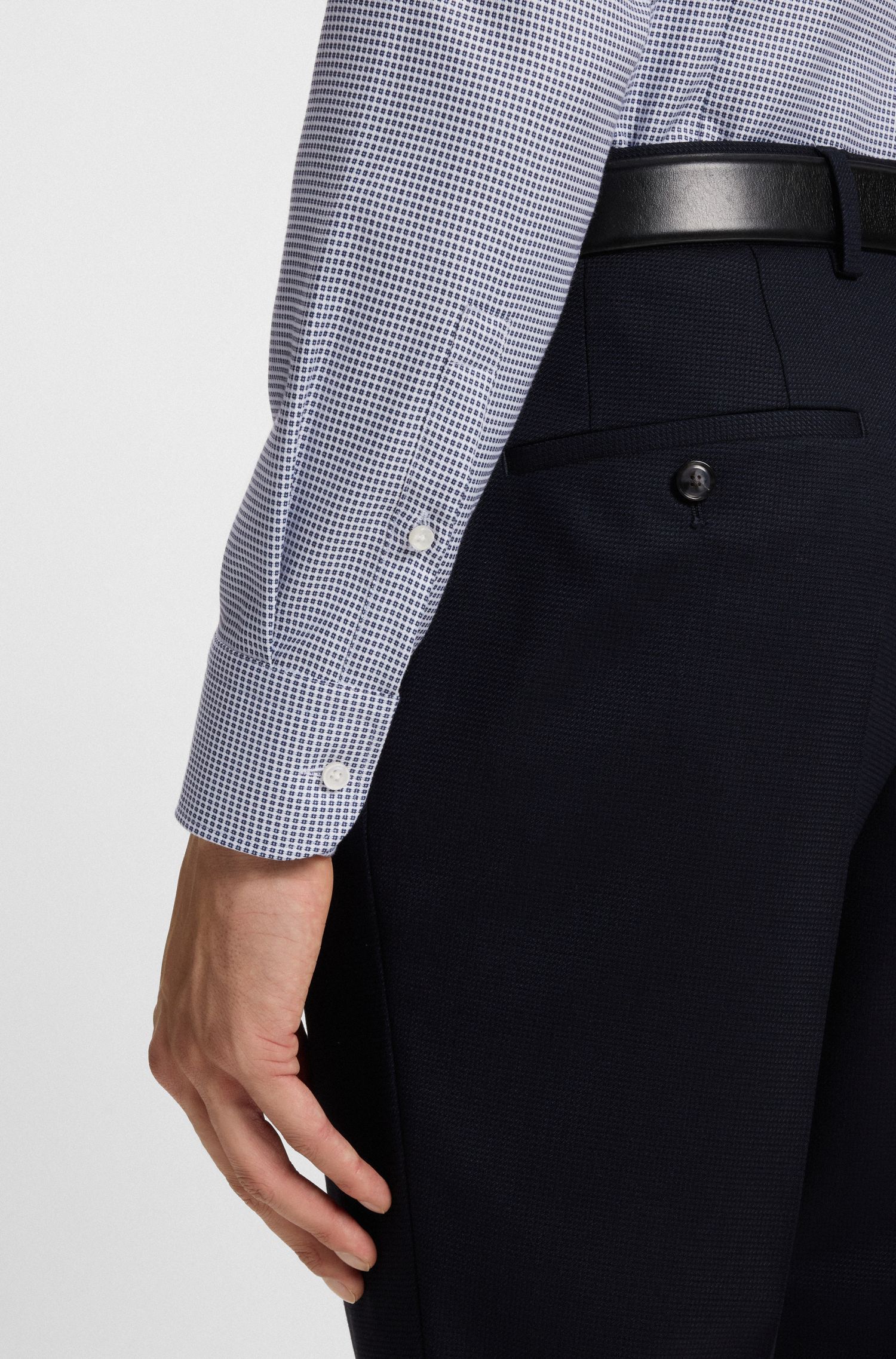 BOSS - Áo sơ mi dáng slim fit vải cotton cấu trúc