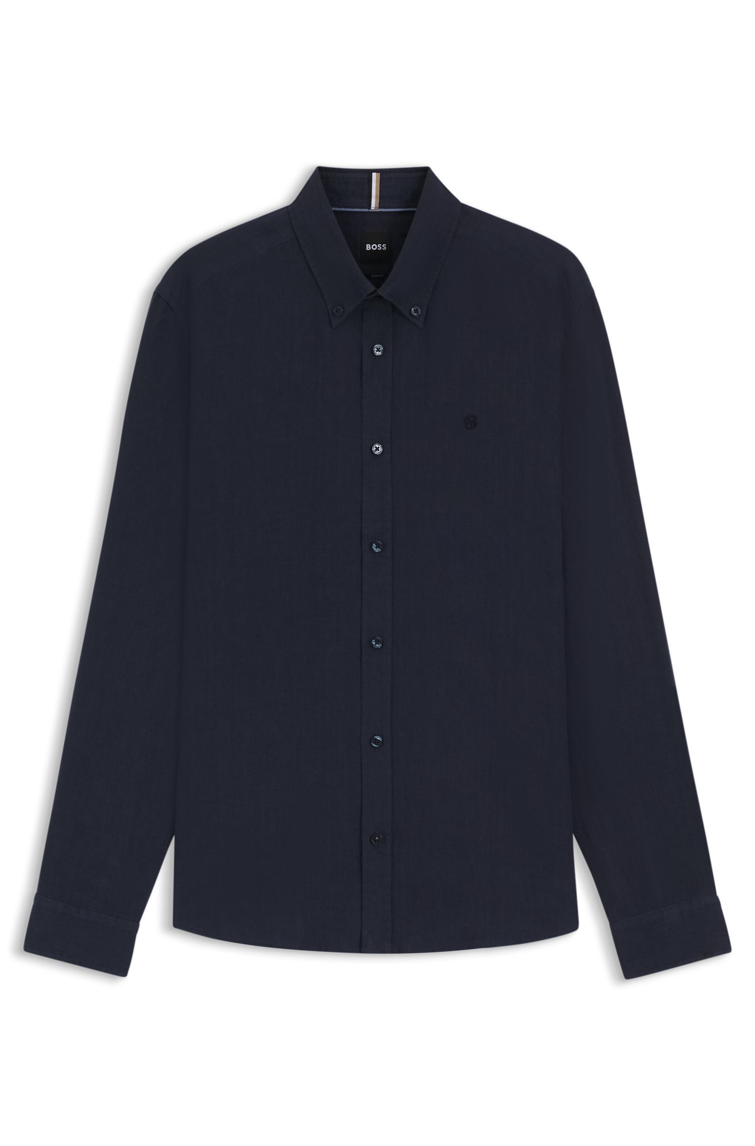 BOSS - Áo sơ mi dáng slim-fit vải linen
