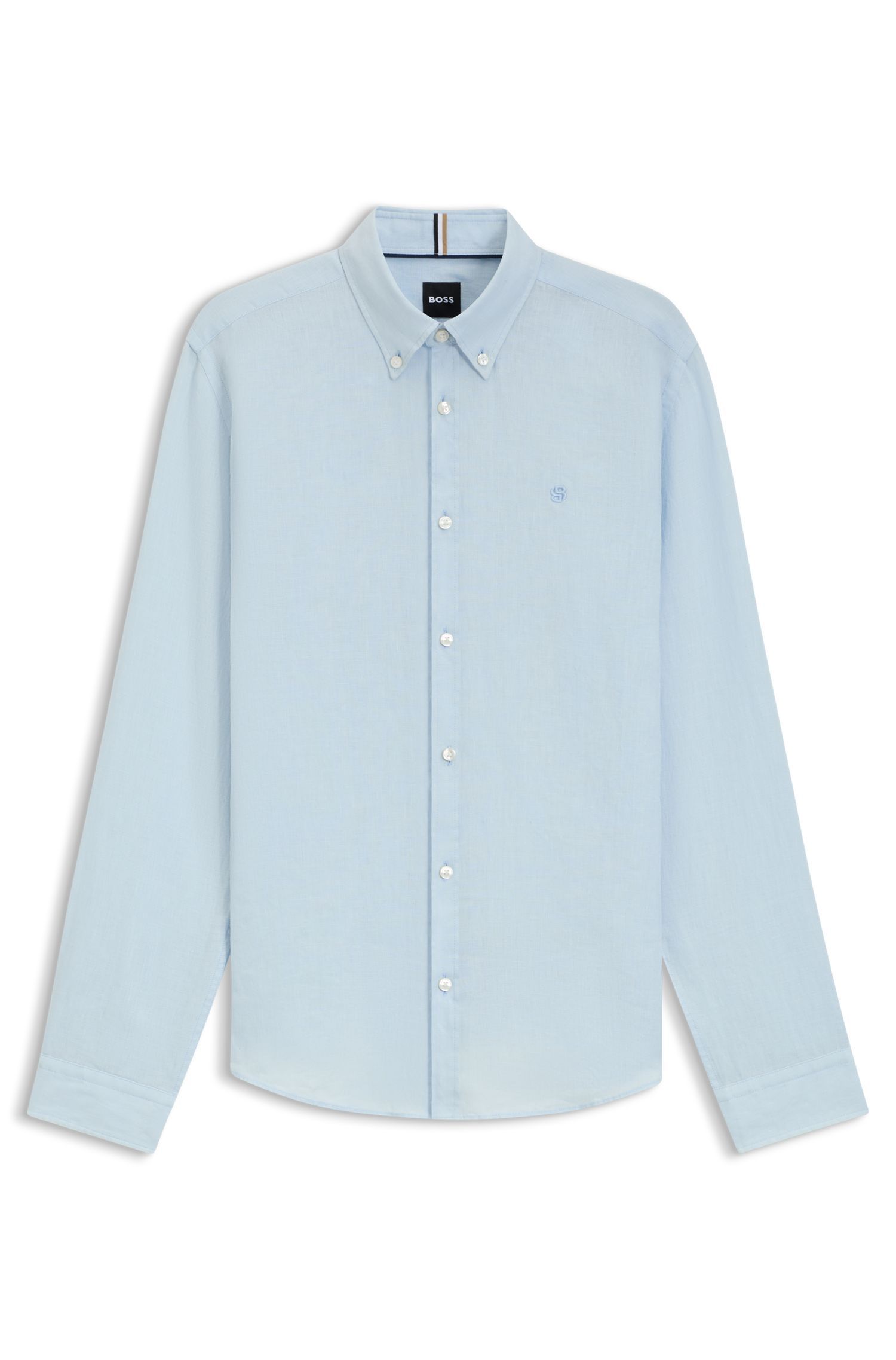 BOSS - Áo sơ mi dáng slim-fit vải linen