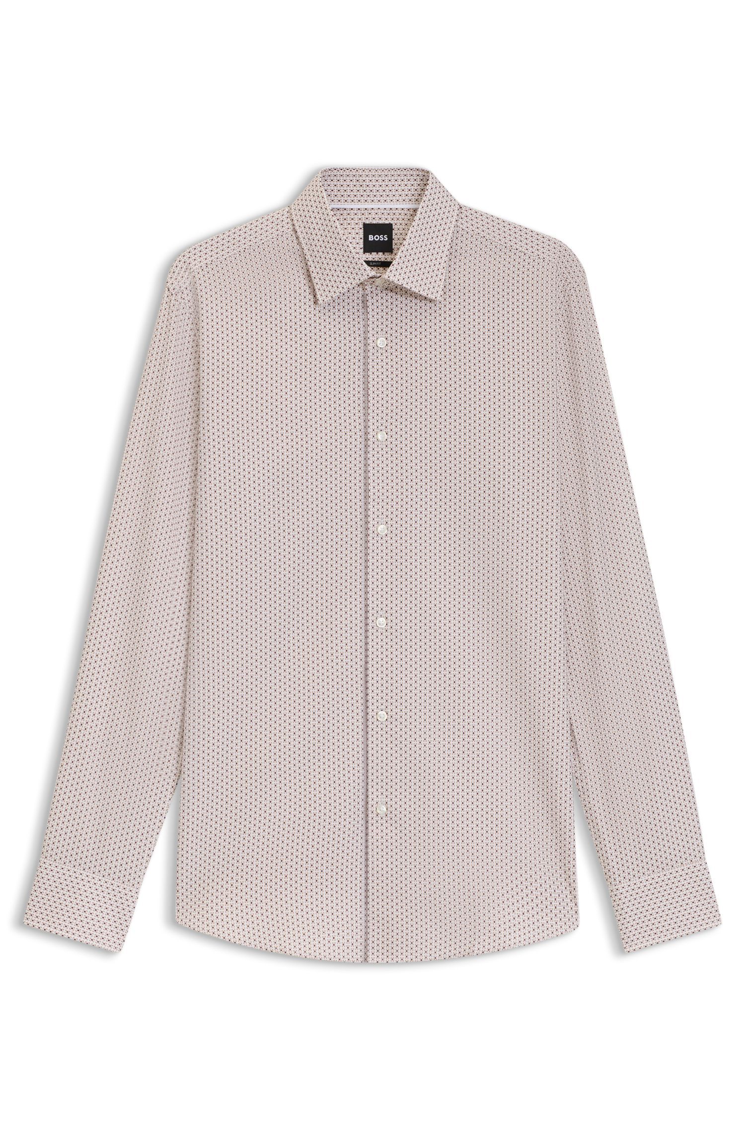 BOSS - Áo sơ mi dáng slim-fit vải cotton twill in họa tiết