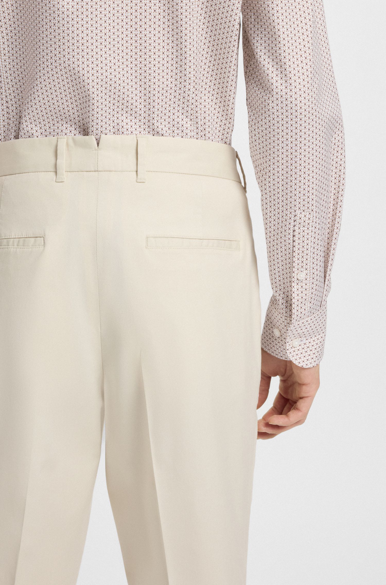BOSS - Áo sơ mi dáng slim-fit vải cotton twill in họa tiết