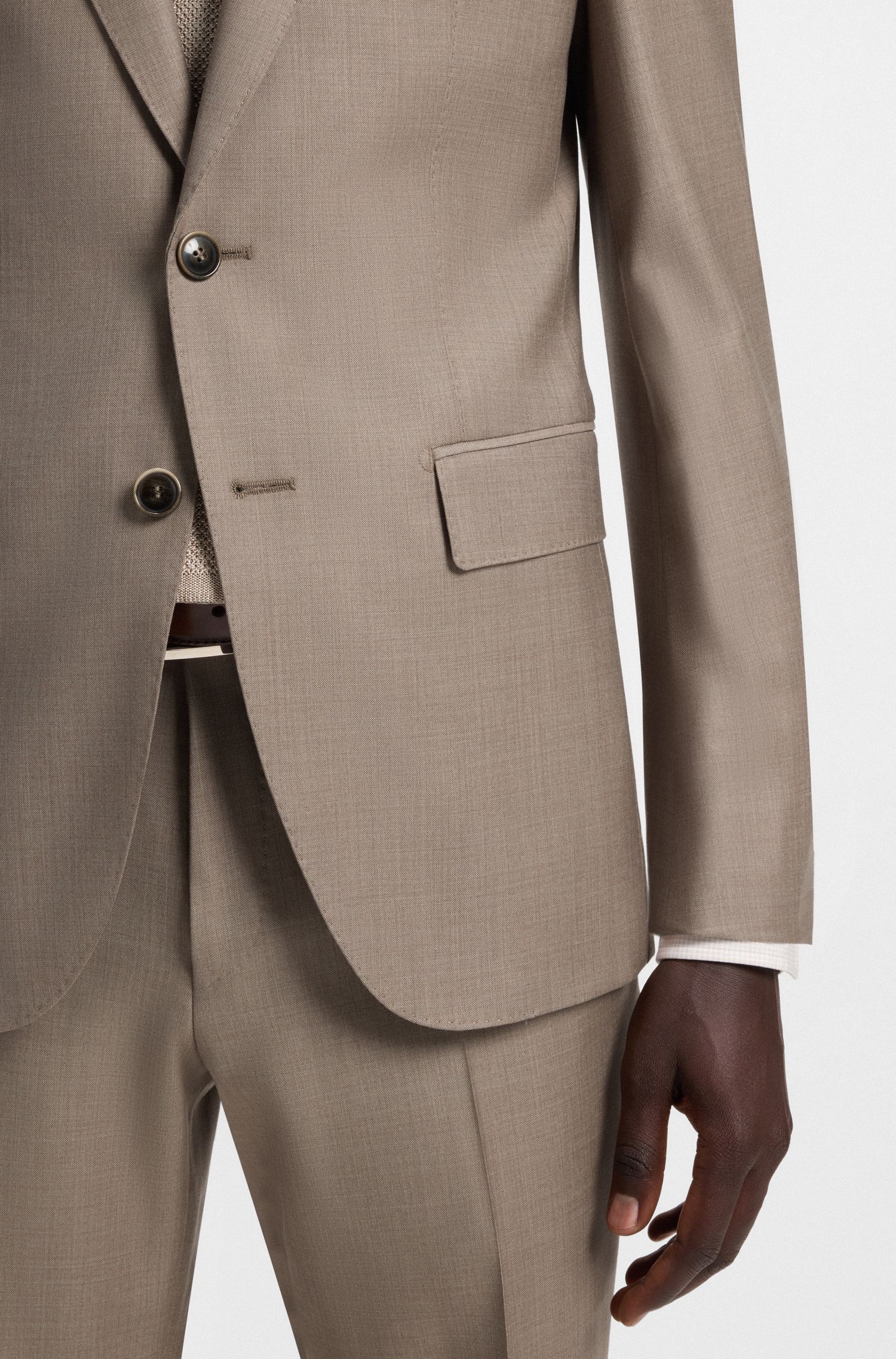 BOSS - Bộ suit 2 món đồ dáng slim fit len nguyên chất