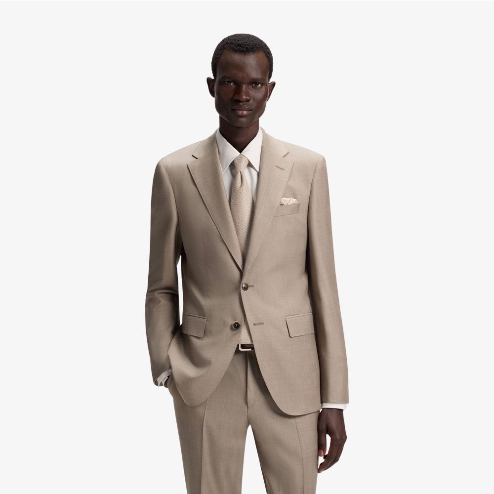 BOSS - Bộ suit 2 món đồ dáng slim fit len nguyên chất