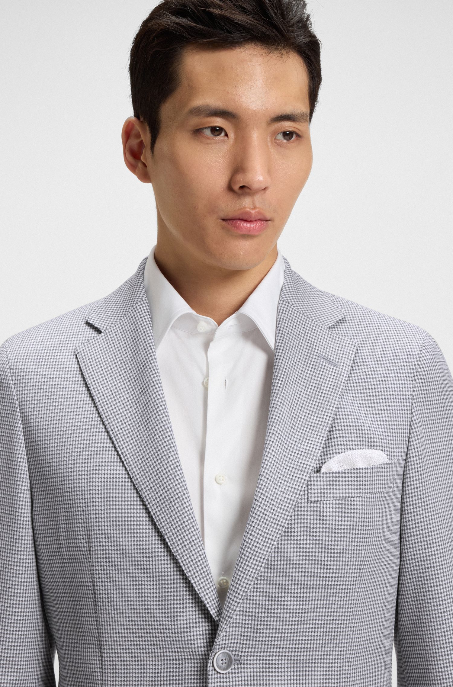 BOSS - Áo blazer dáng slim fit vải len