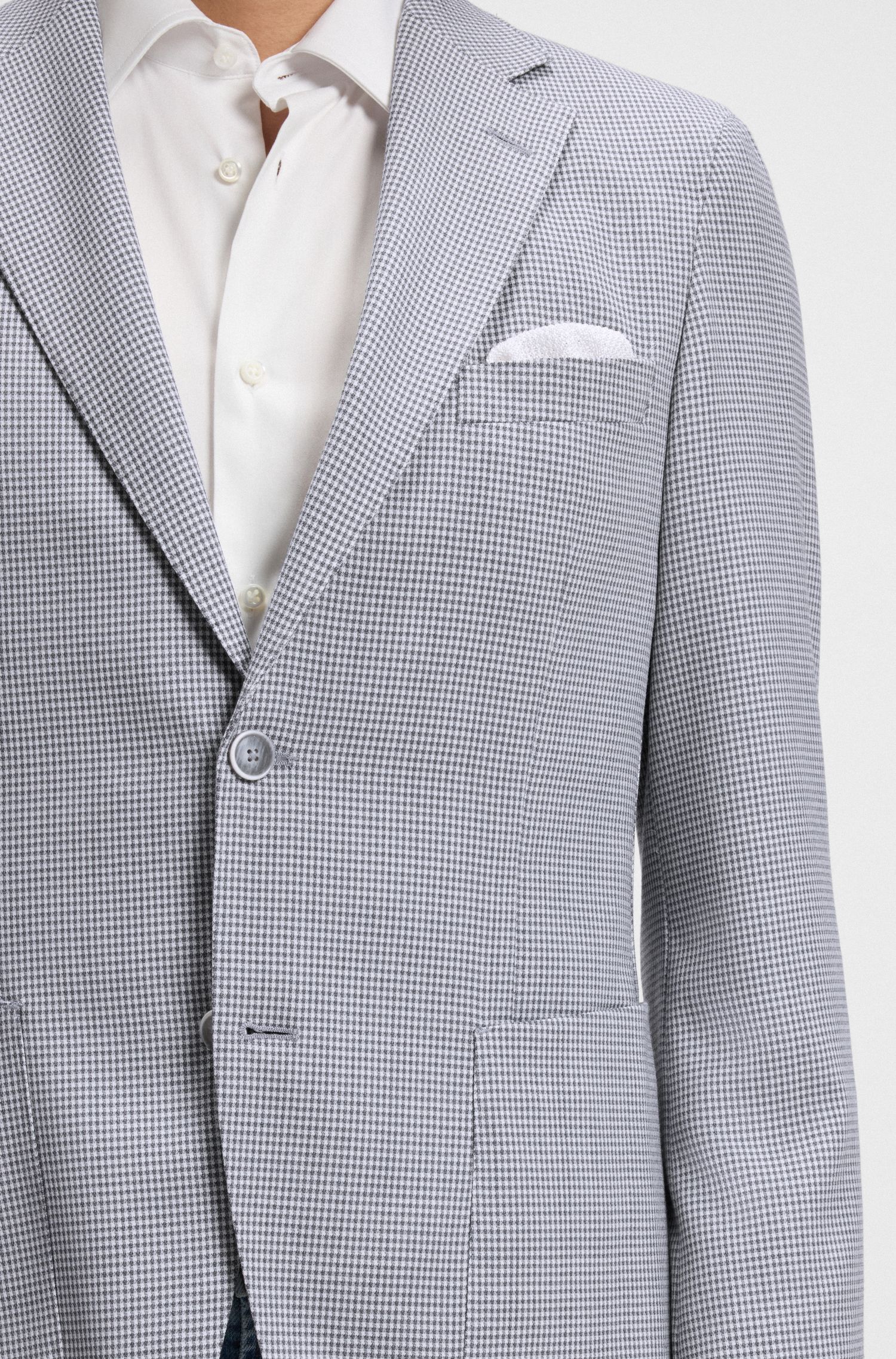 BOSS - Áo blazer dáng slim fit vải len