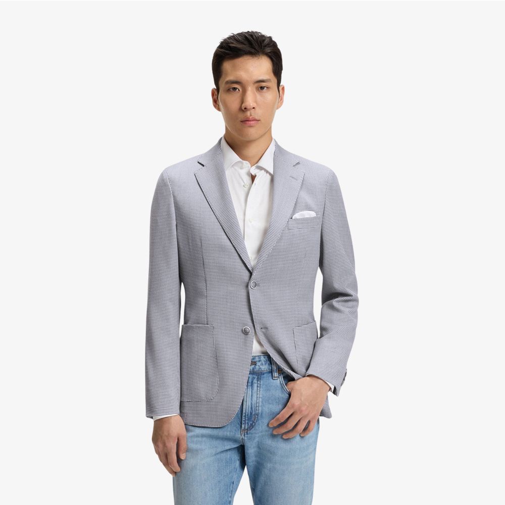 BOSS - Áo blazer dáng slim fit vải len