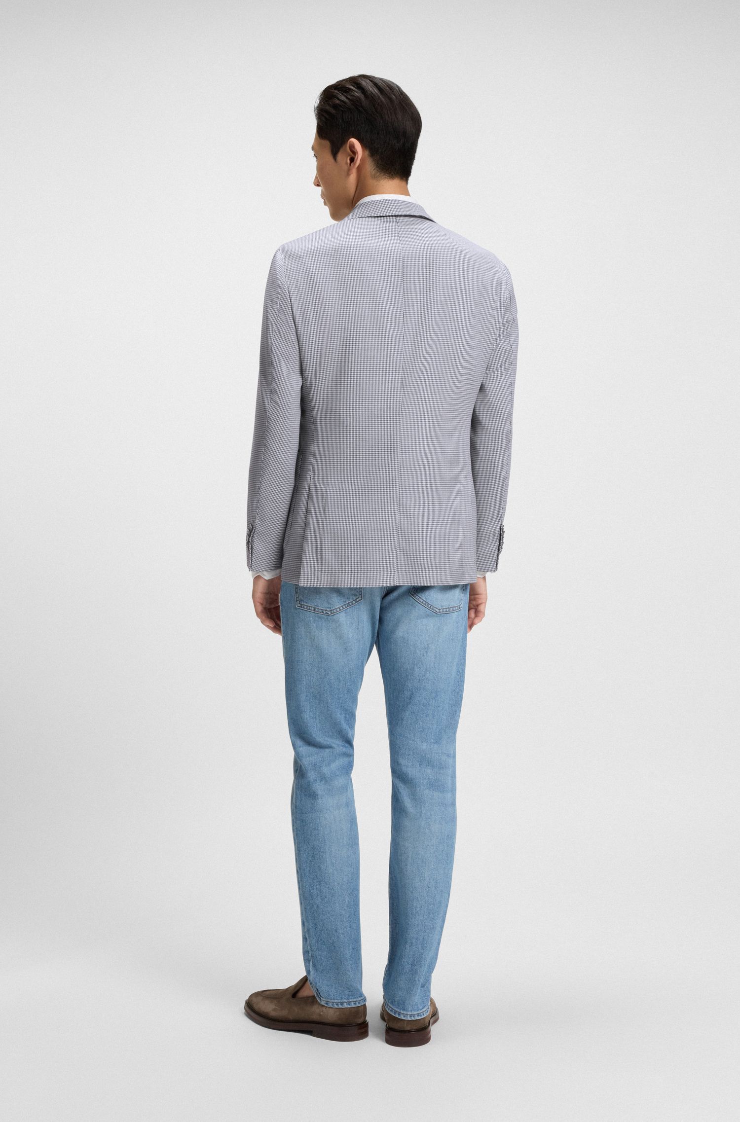 BOSS - Áo blazer dáng slim fit vải len