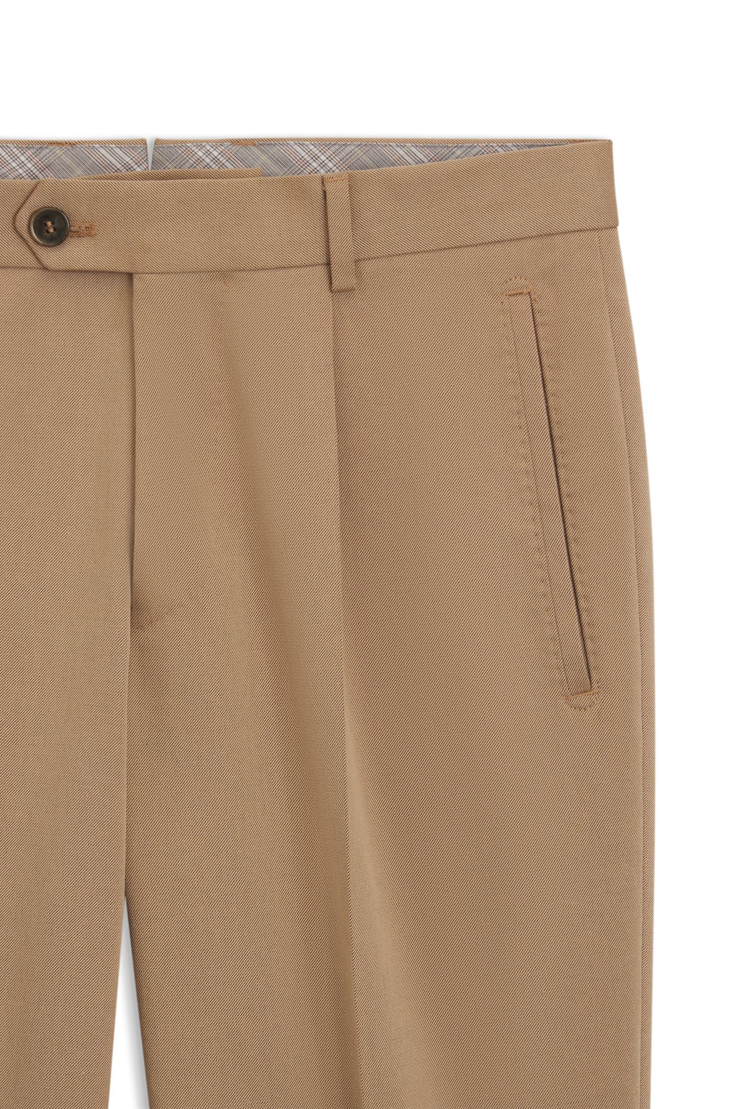 BOSS - Quần âu dáng relaxed fit vải cotton twill pha