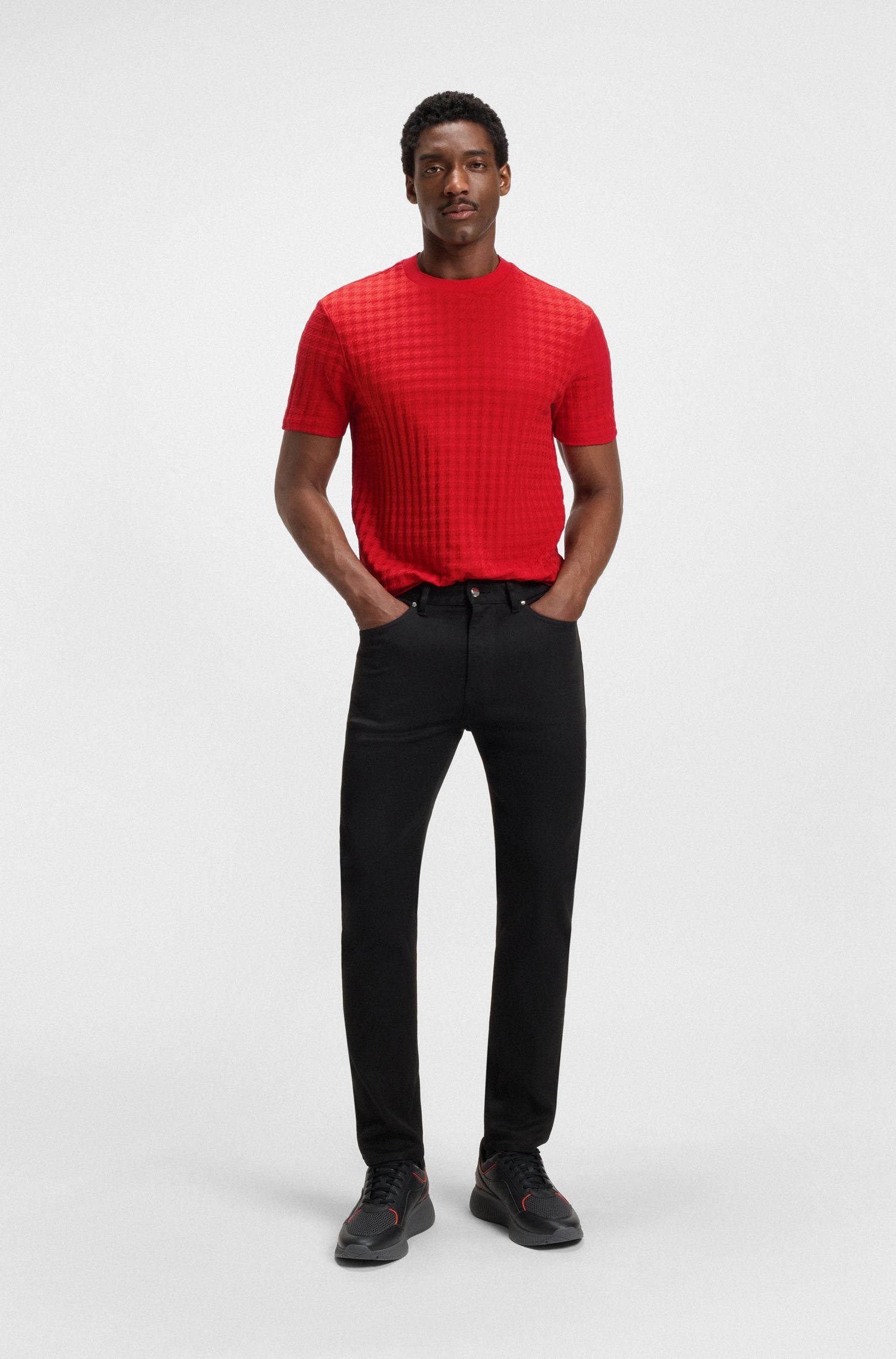 BOSS - Áo thun vải cotton mercerised Porsche x BOSS họa tiết nanh sói