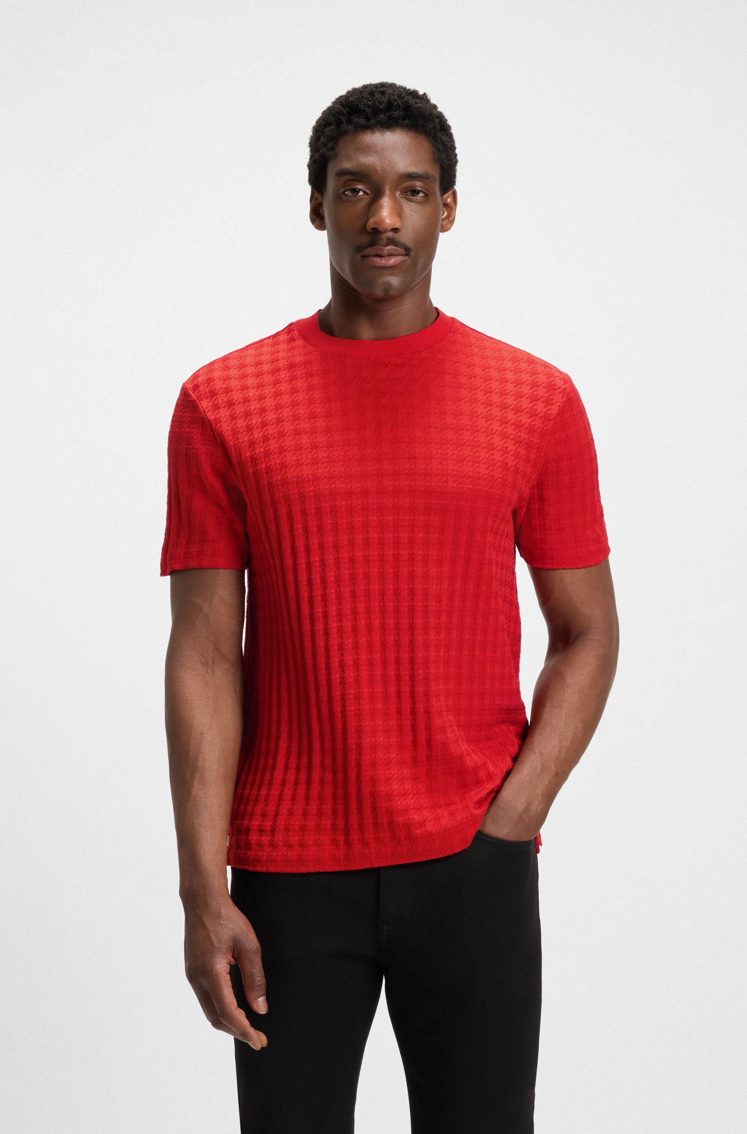 Áo thun vải cotton mercerised Porsche x BOSS họa tiết nanh sói