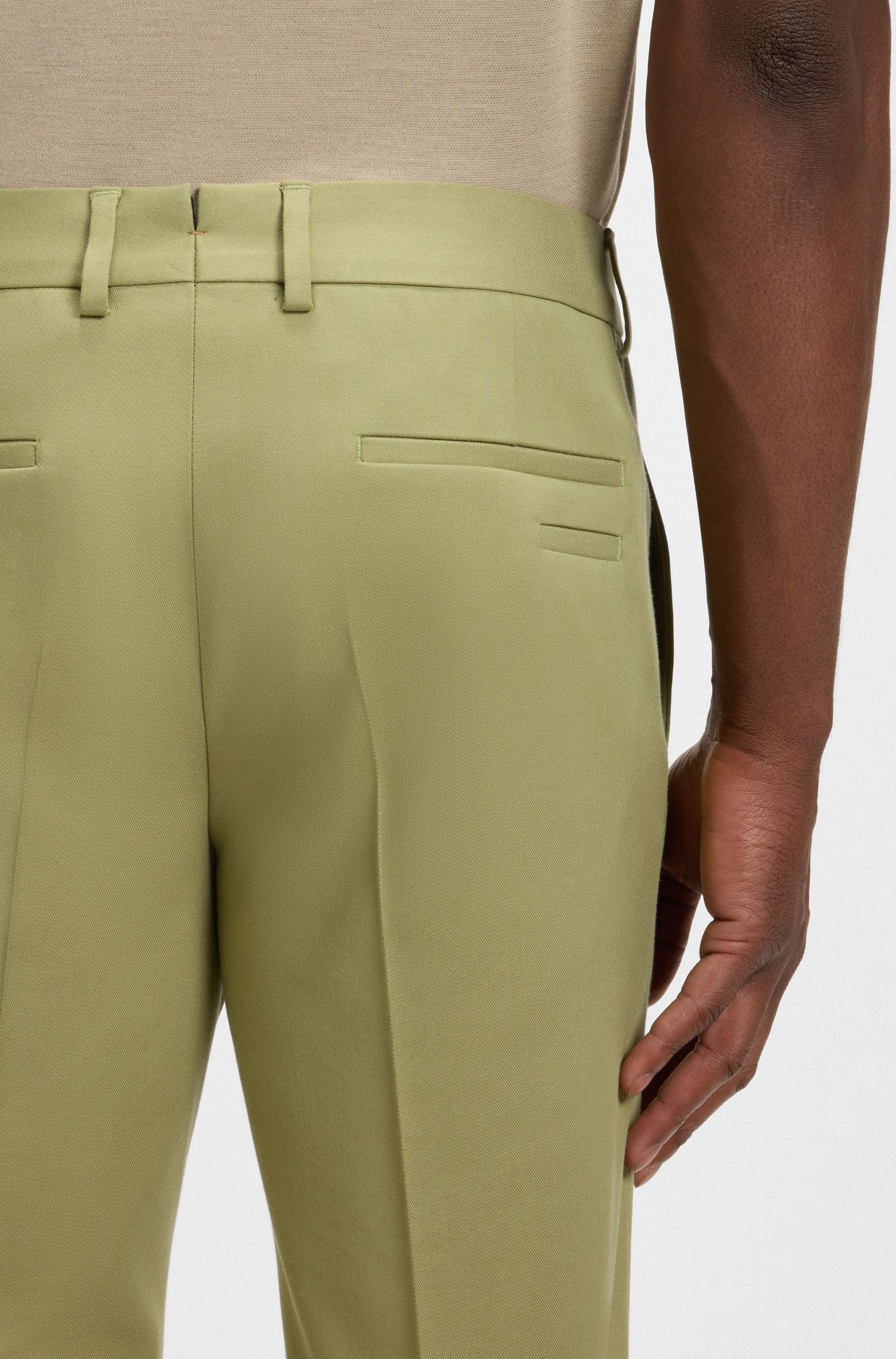 BOSS - Quần âu dáng slim fit vải cotton 2 mặt co giãn