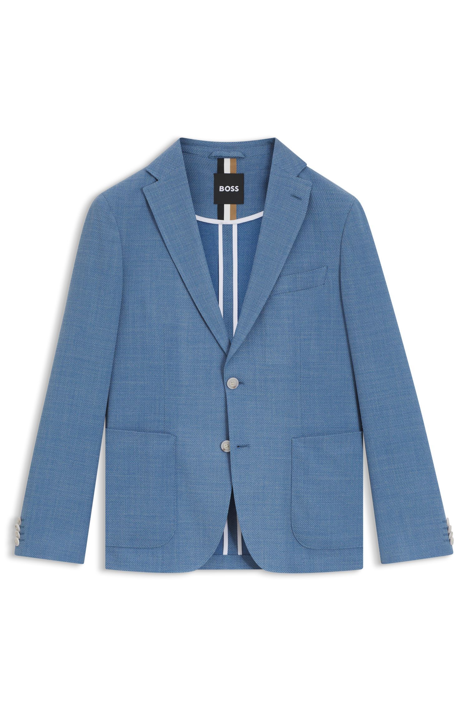 BOSS - Áo blazer ôm vải co giãn họa tiết nhỏ