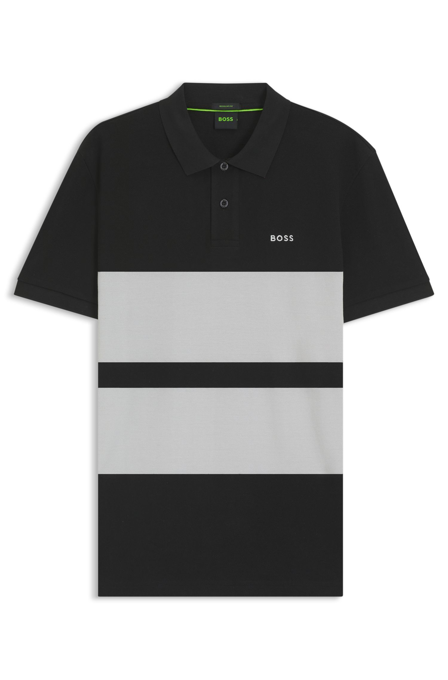 Áo polo cotton piqué kẻ sọc khối