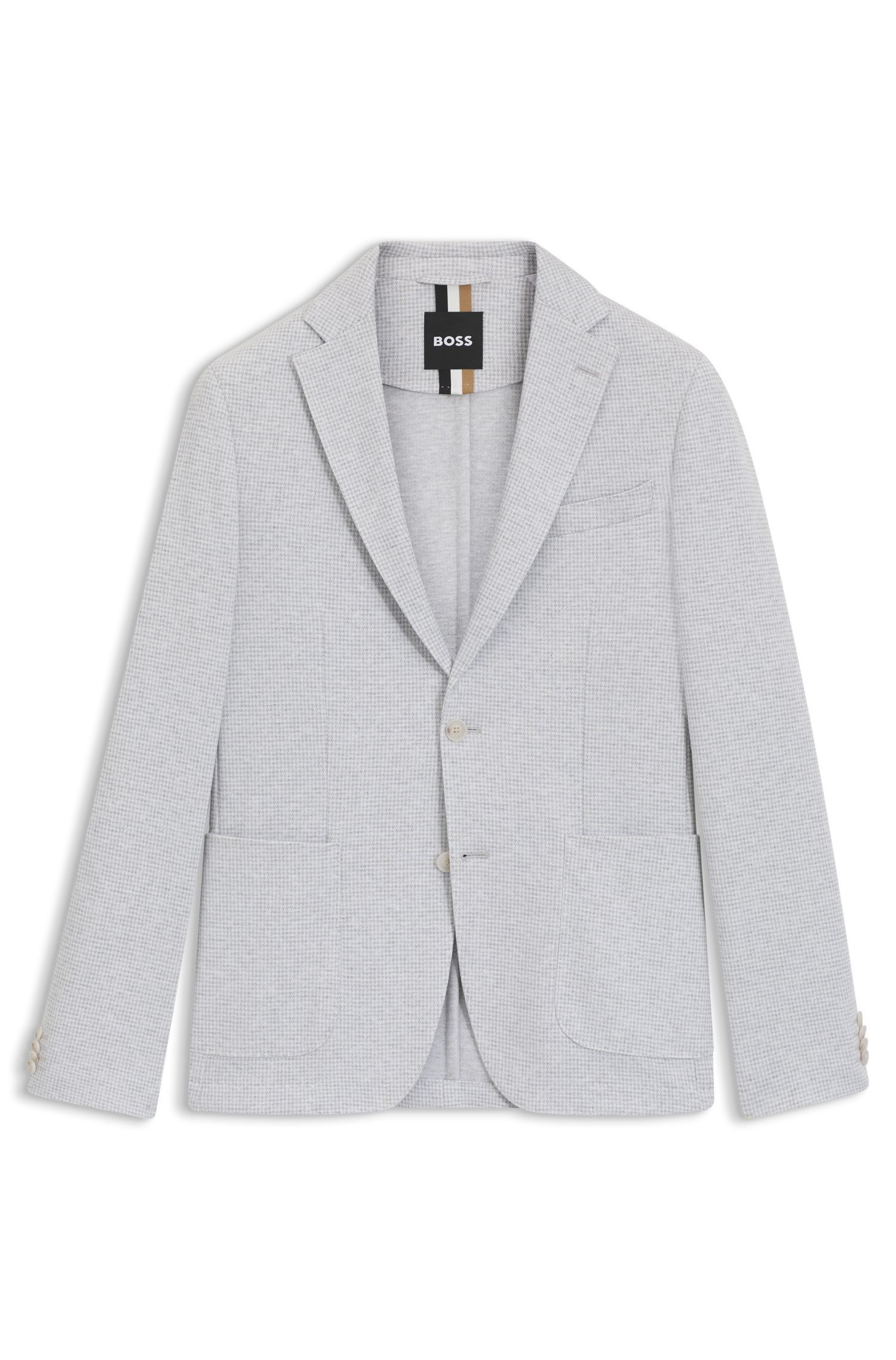 BOSS - Áo blazer dáng regular fit pha linen