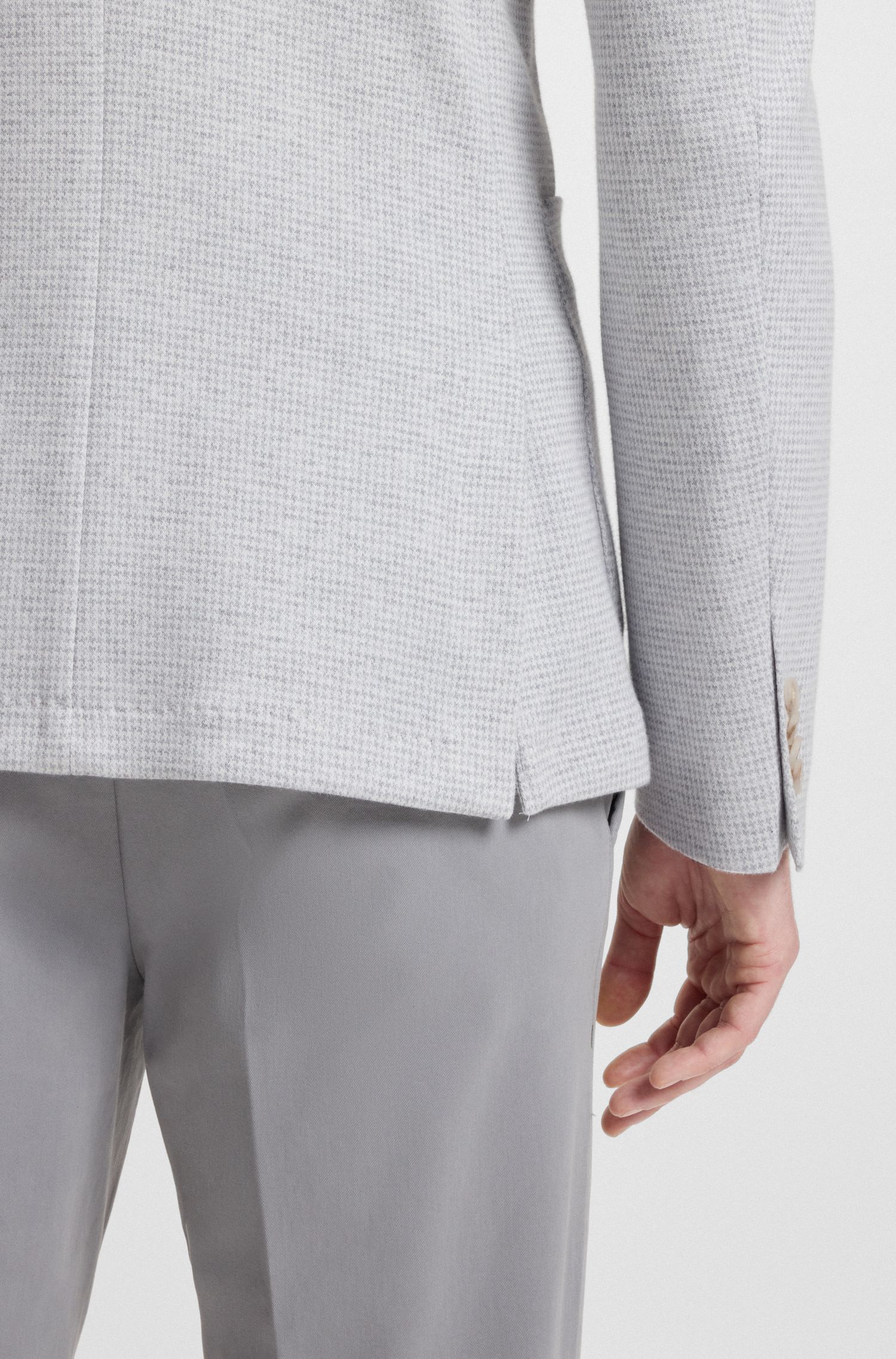 BOSS - Áo blazer dáng regular fit pha linen