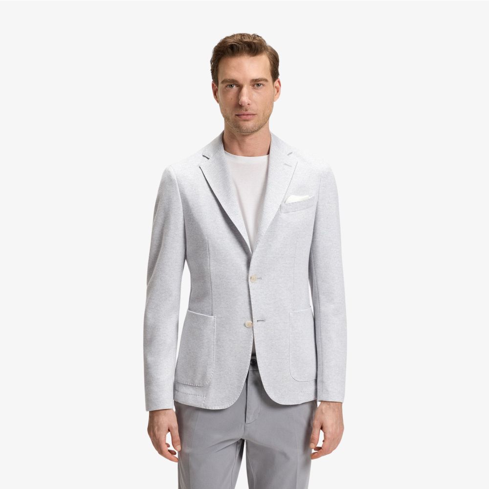 BOSS - Áo blazer dáng regular fit pha linen