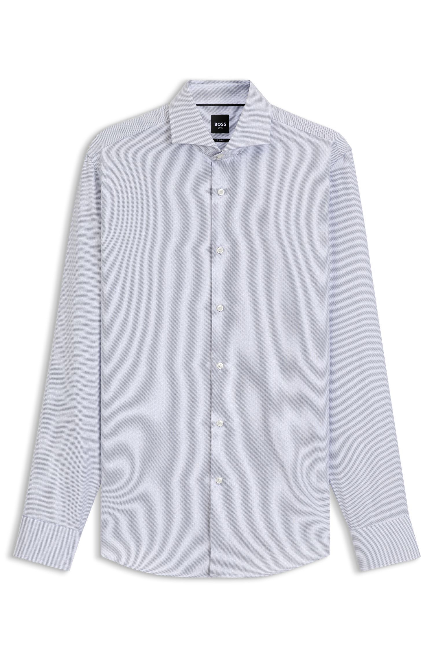 BOSS - Áo sơ mi ôm cotton dobby chống nhăn