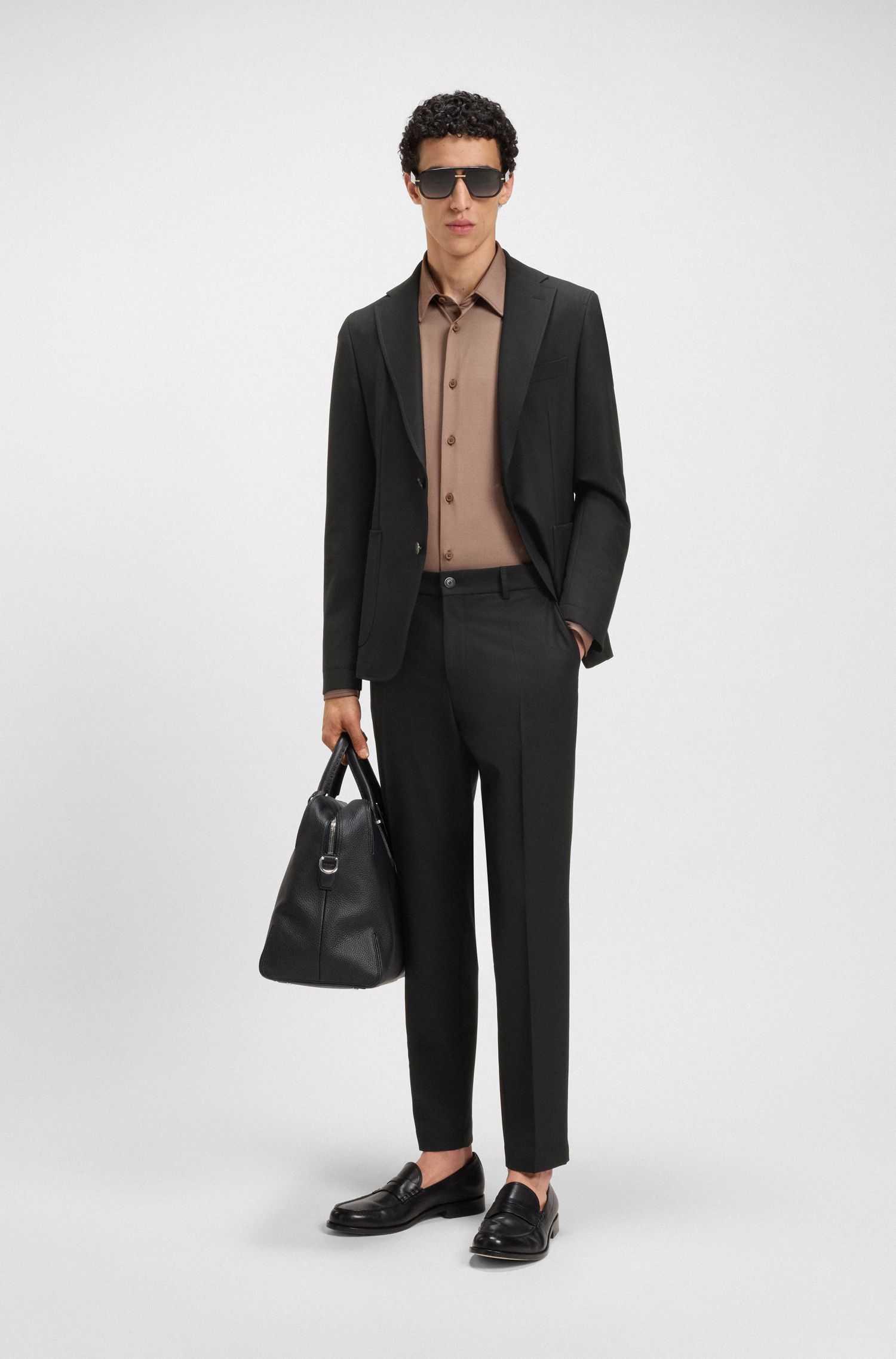 BOSS - Áo khoác dáng slim fit vải cotton co giãn giặt máy được