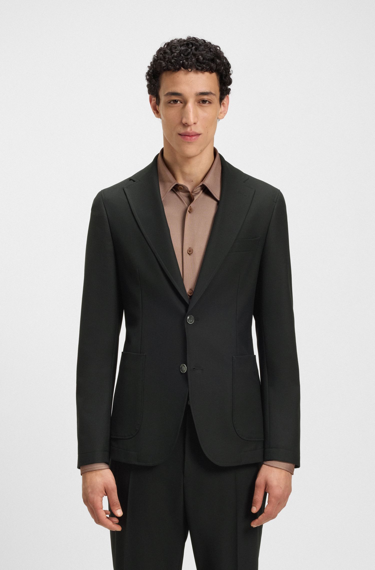 BOSS - Áo khoác dáng slim fit vải cotton co giãn giặt máy được