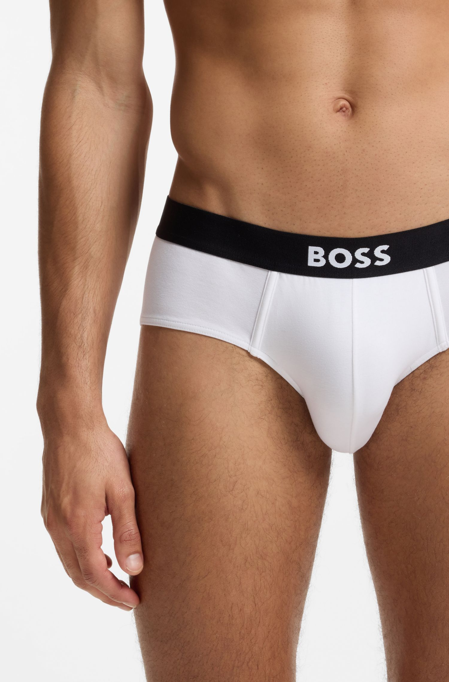 BOSS - Bộ 3 quần lót dáng briefs co giãn cotton có logo