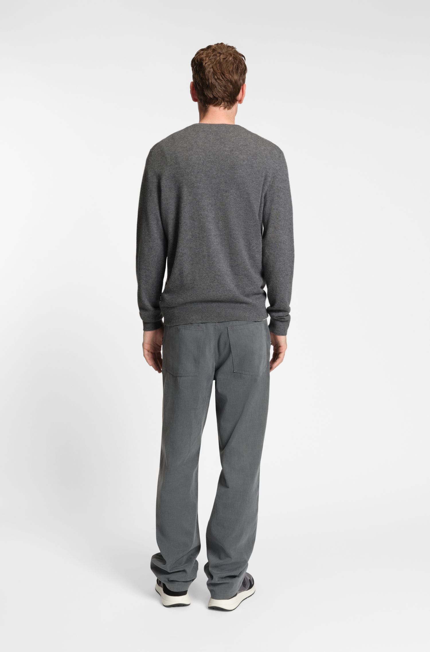 BOSS - Áo len dáng regular fit cashmere nguyên chất