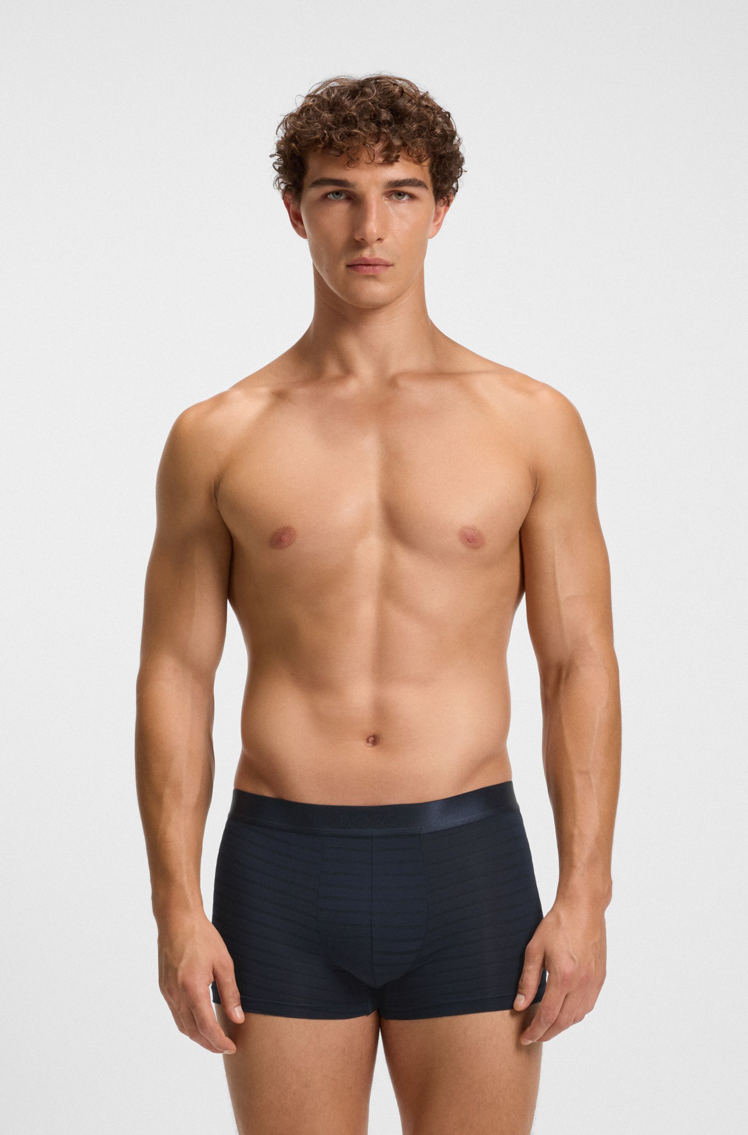 BOSS - Quần lót dáng boxer vải modal bóng kẻ sọc