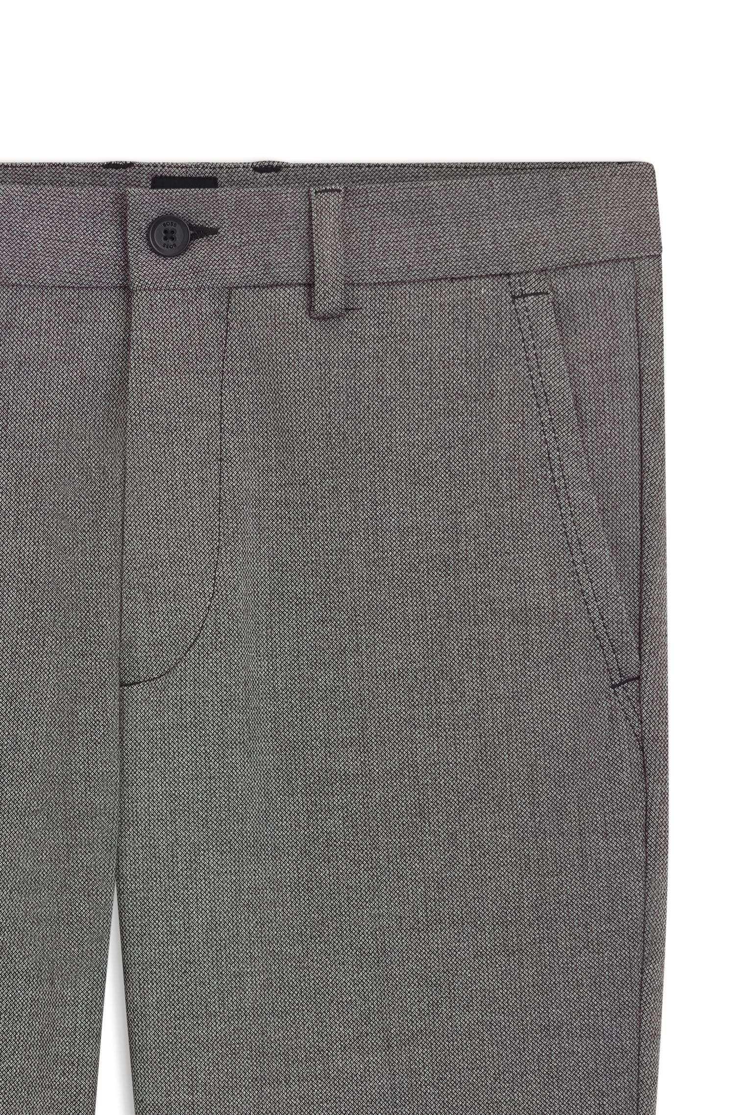 BOSS - Quần âu dáng slim fit vải pha co giãn melange