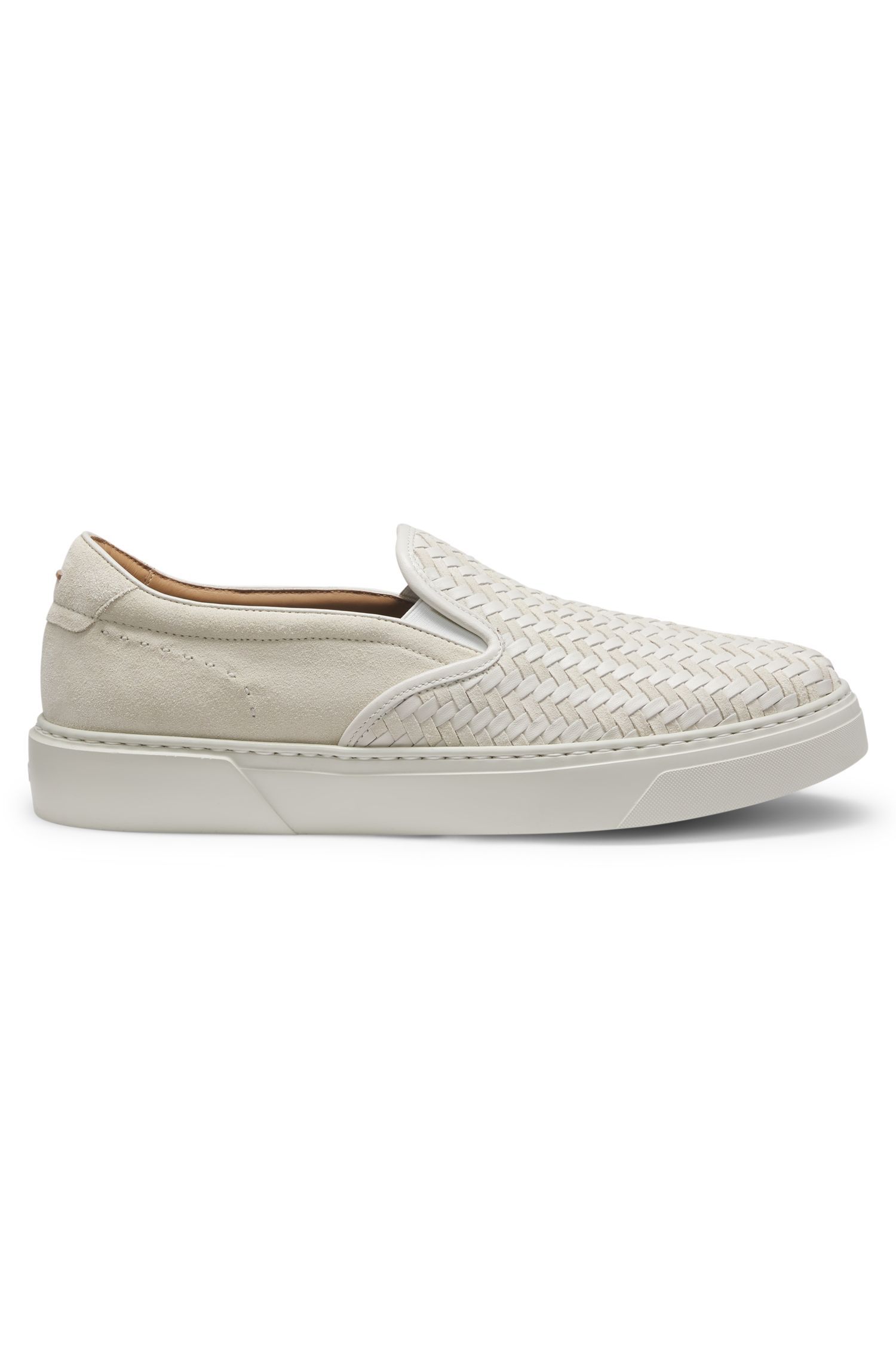 BOSS - Giày slip-on Gary da lộn dệt và trơn