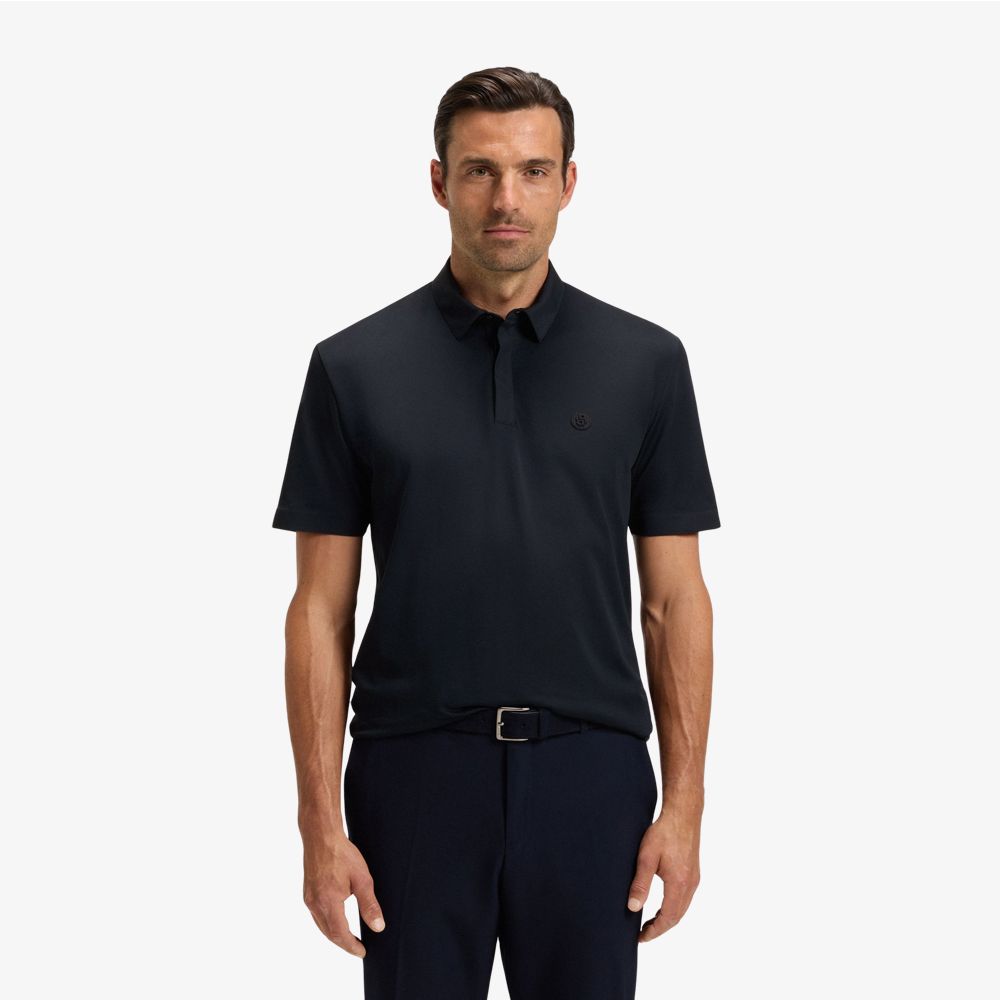 BOSS - Áo polo hiệu năng với viền monogram Double B