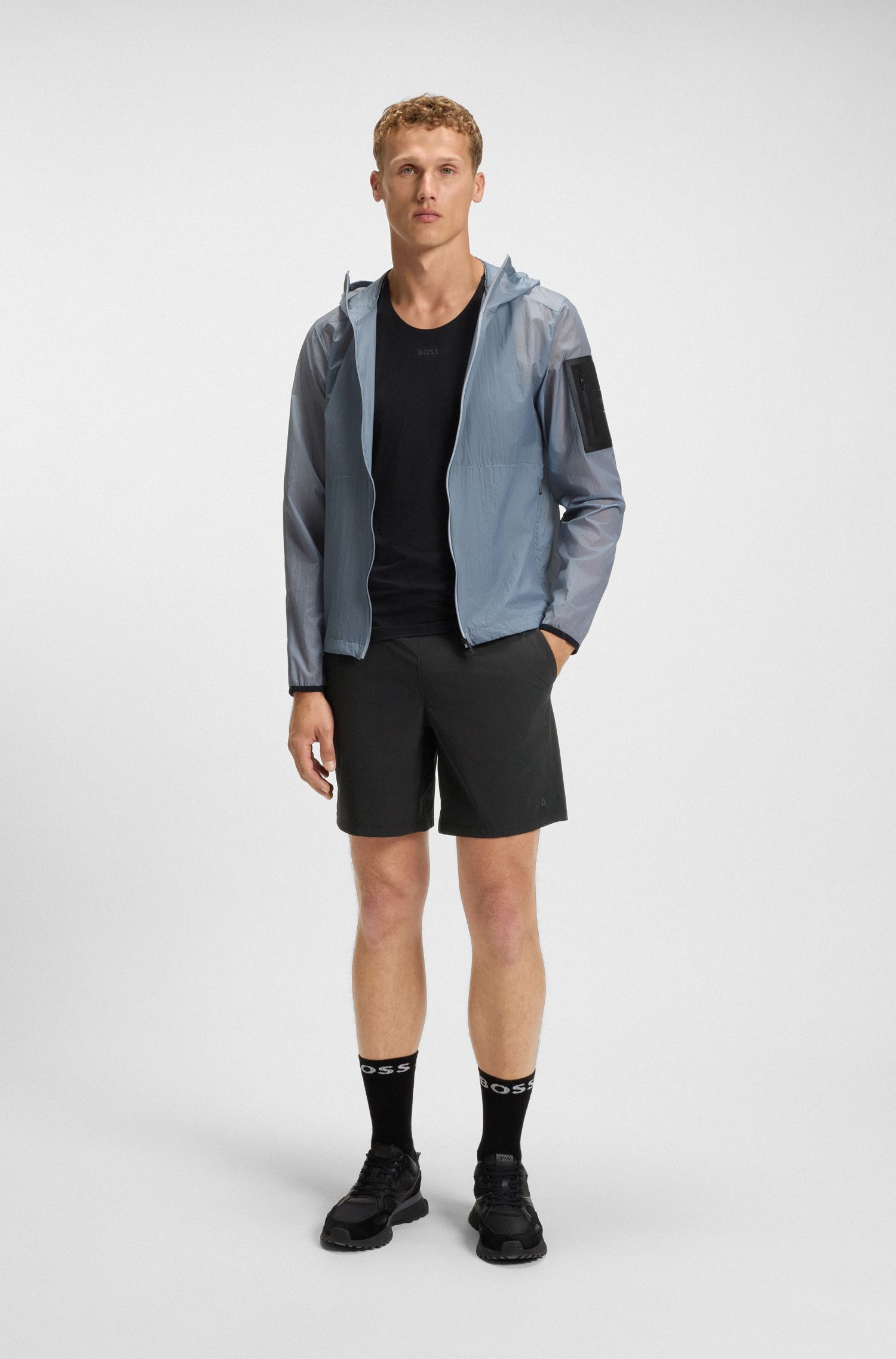 BOSS - Quần shorts thể thao chống thấm nước vải co giãn 4 chiều
