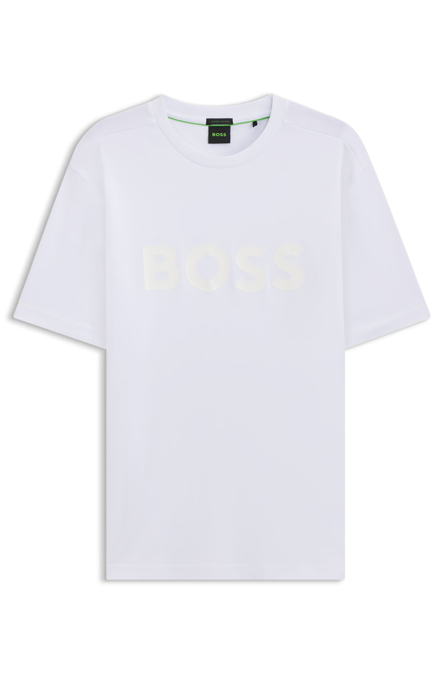 BOSS - Áo thun cotton jersey in logo nổi