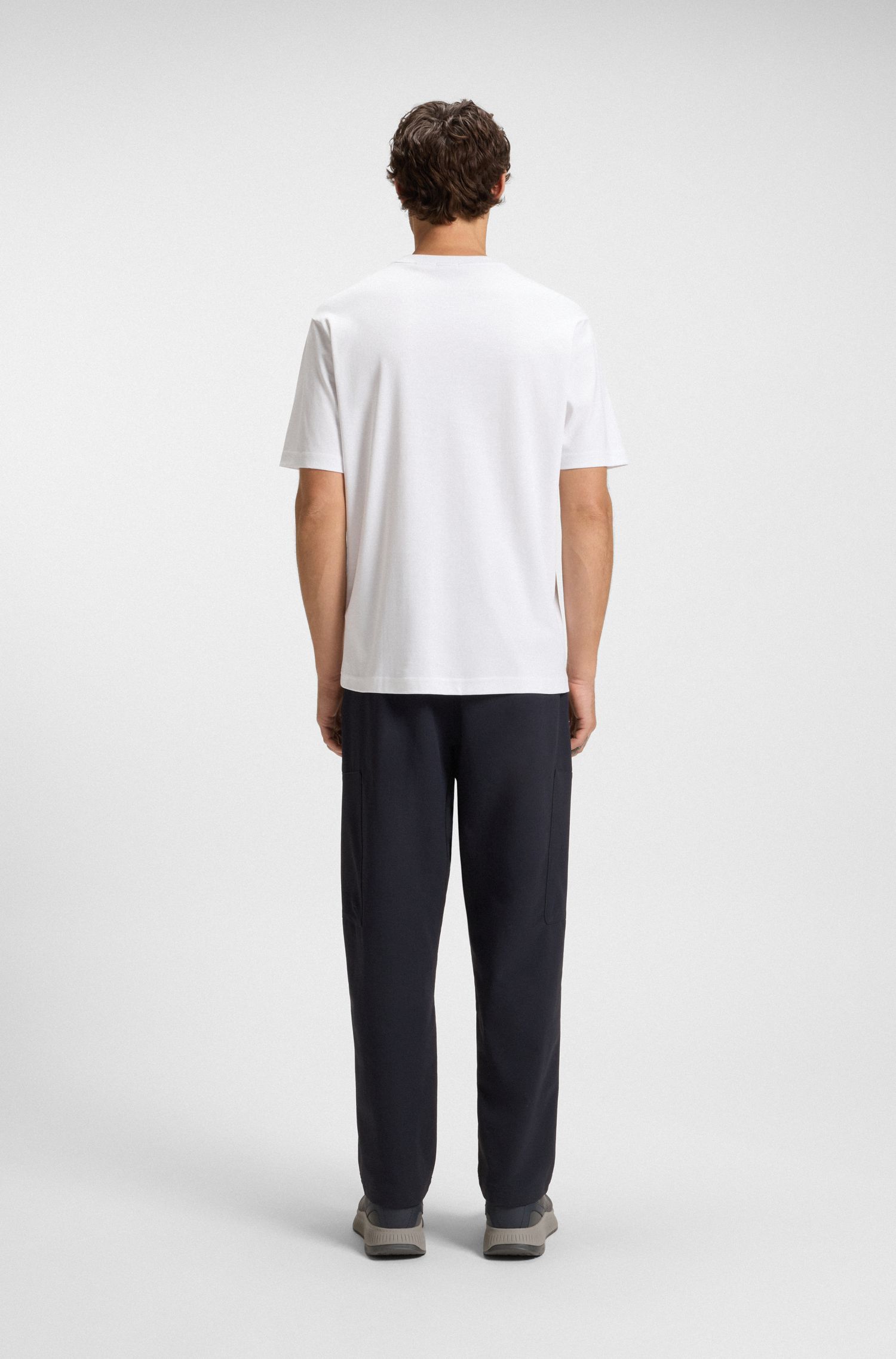 BOSS - Áo thun cotton jersey in logo nổi