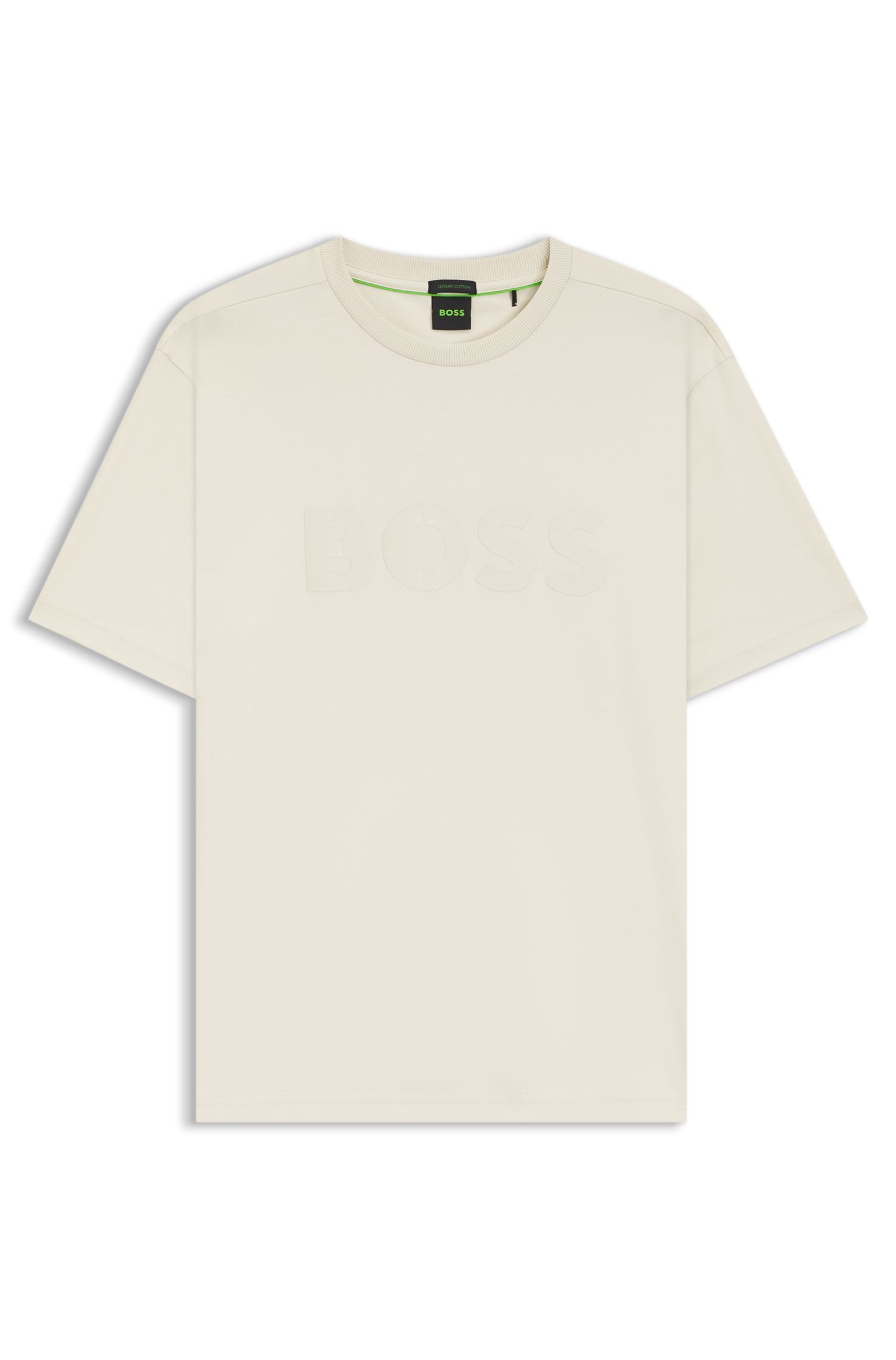 BOSS - Áo thun cotton jersey in logo nổi