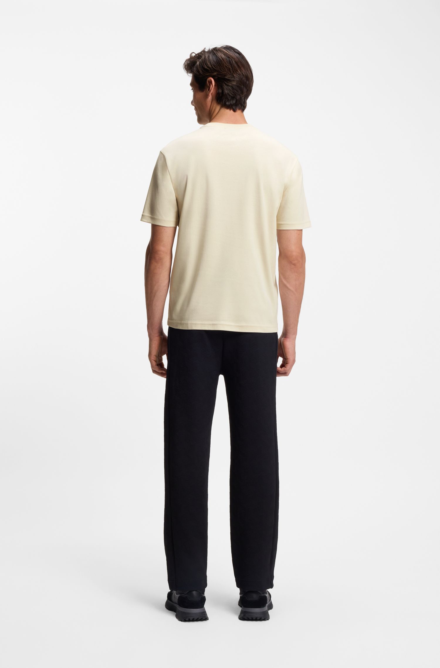 BOSS - Áo thun cotton jersey in logo nổi