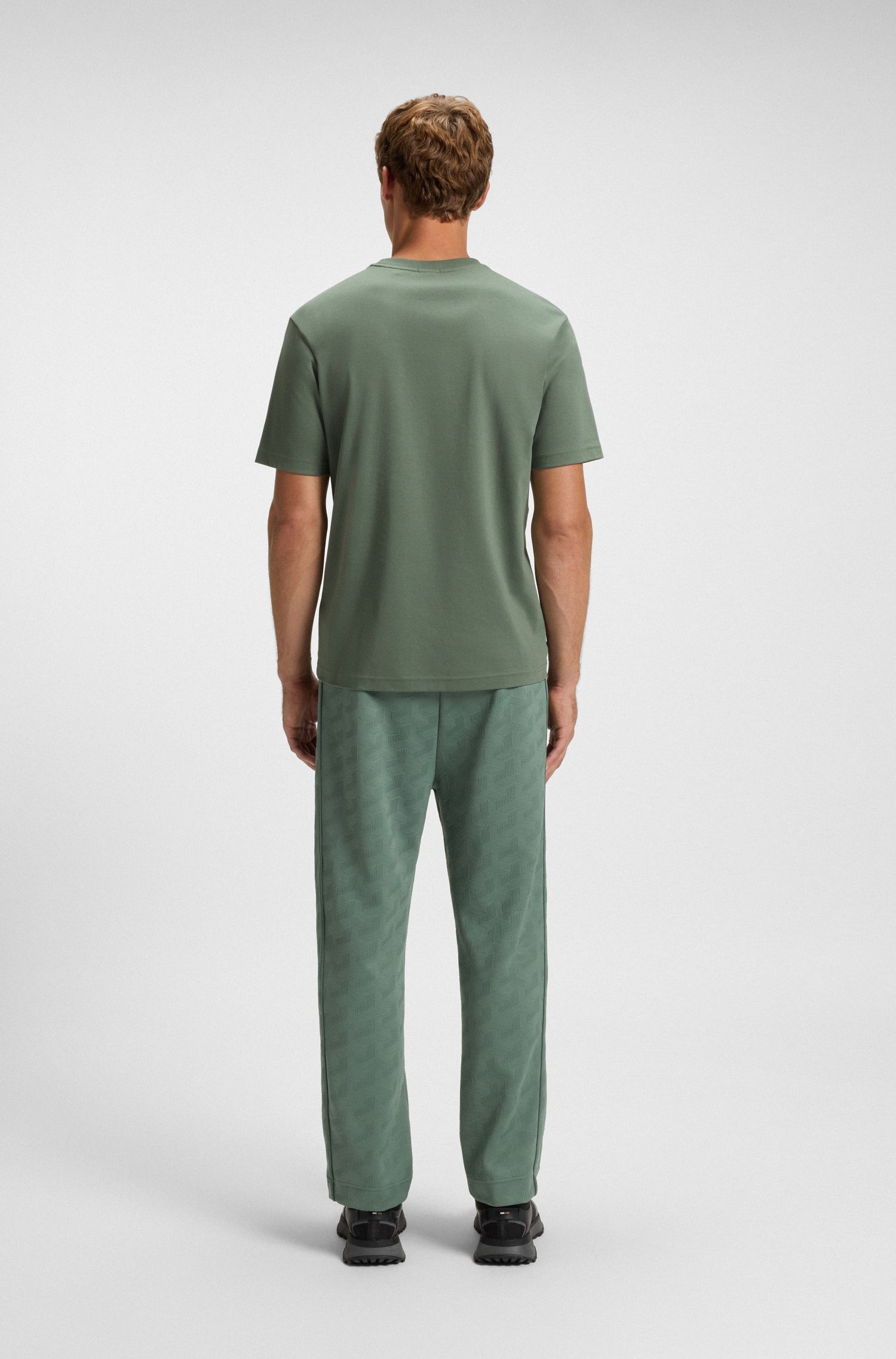 BOSS - Áo thun cotton jersey in logo nổi