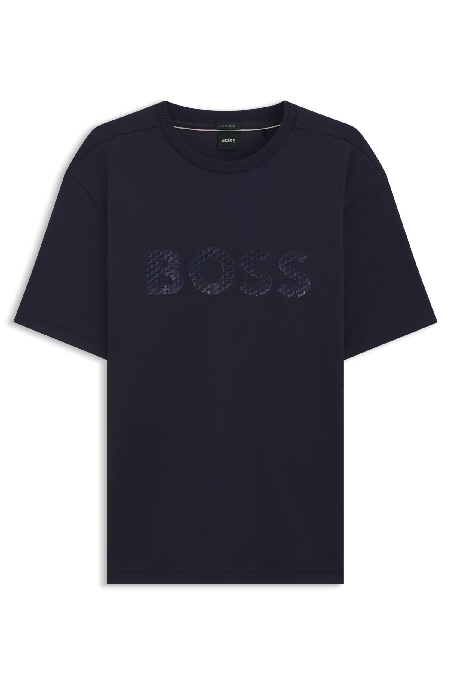 BOSS - Áo thun cotton jersey in logo nổi