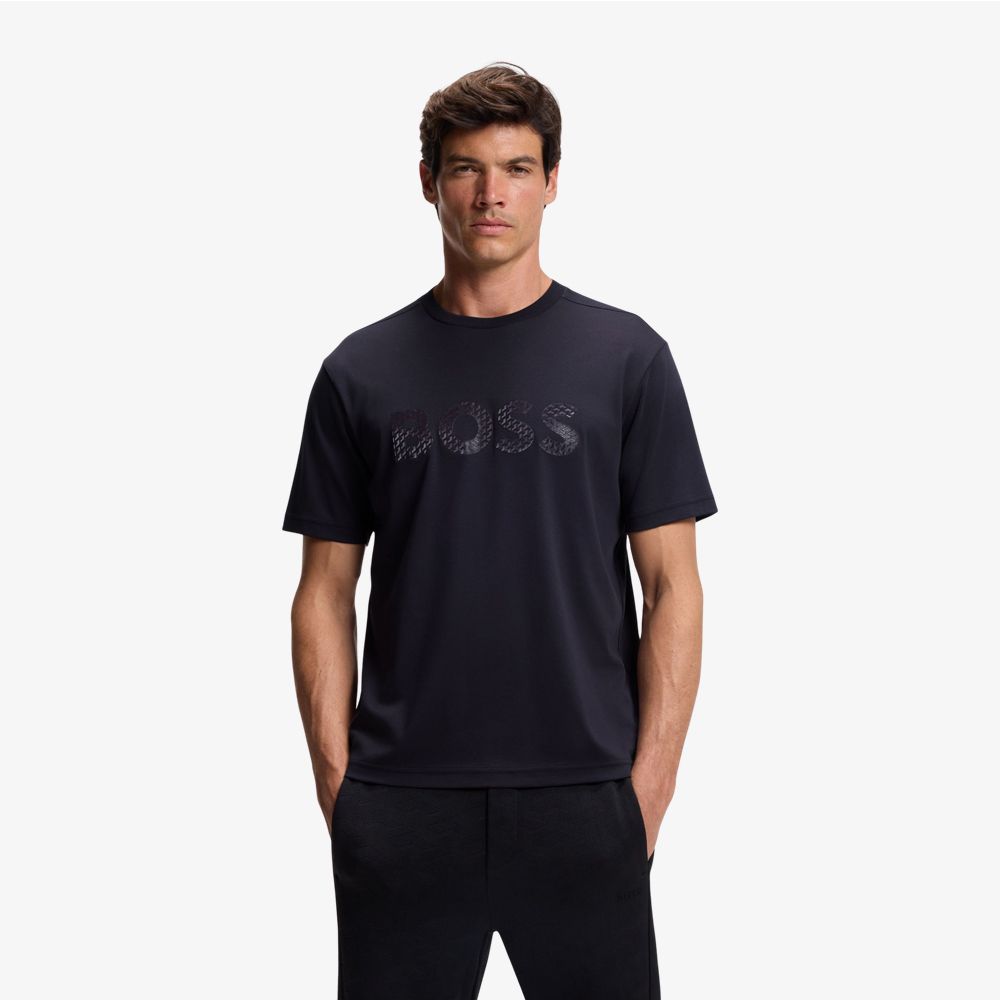 BOSS - Áo thun cotton jersey in logo nổi