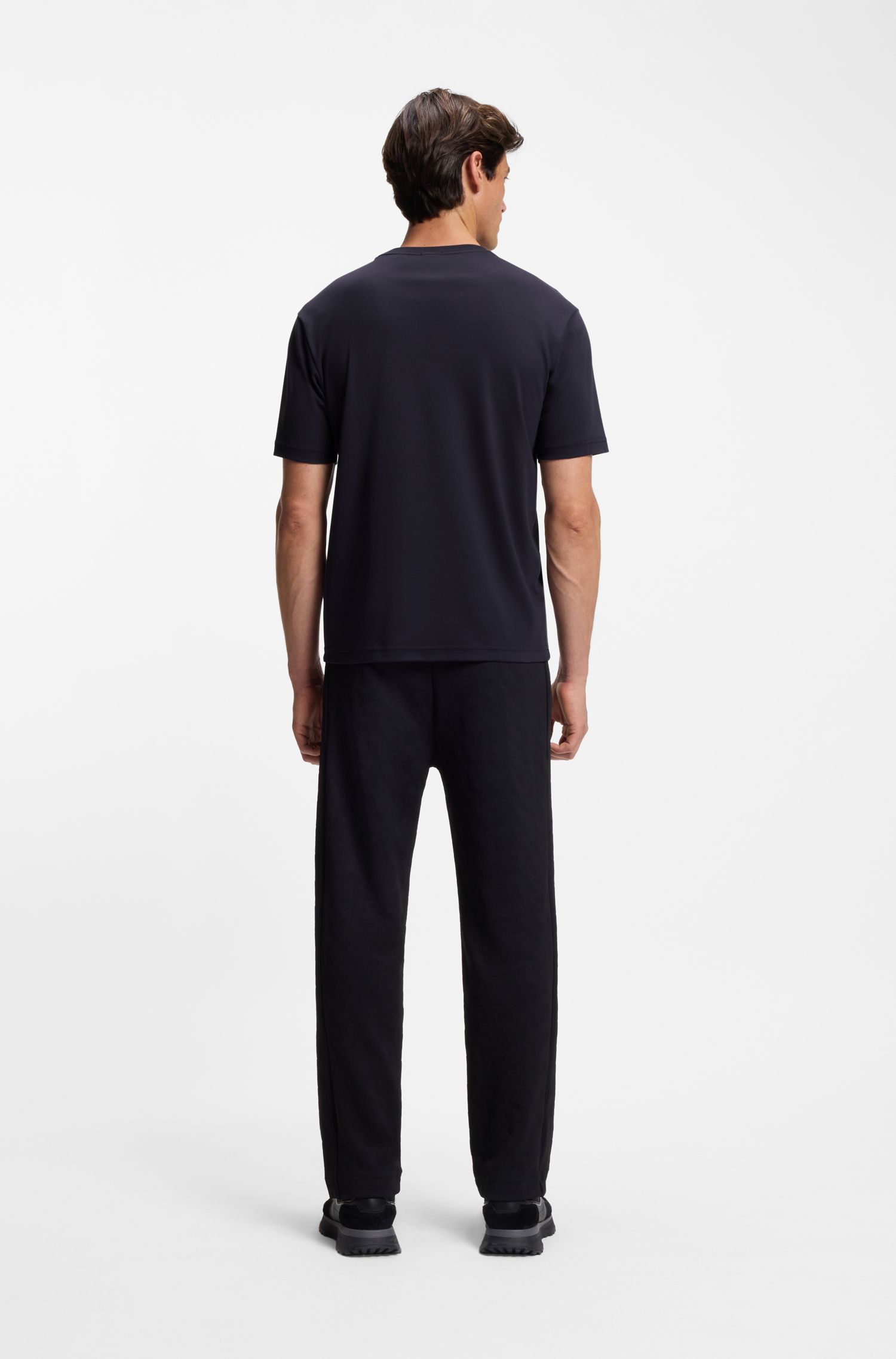BOSS - Áo thun cotton jersey in logo nổi