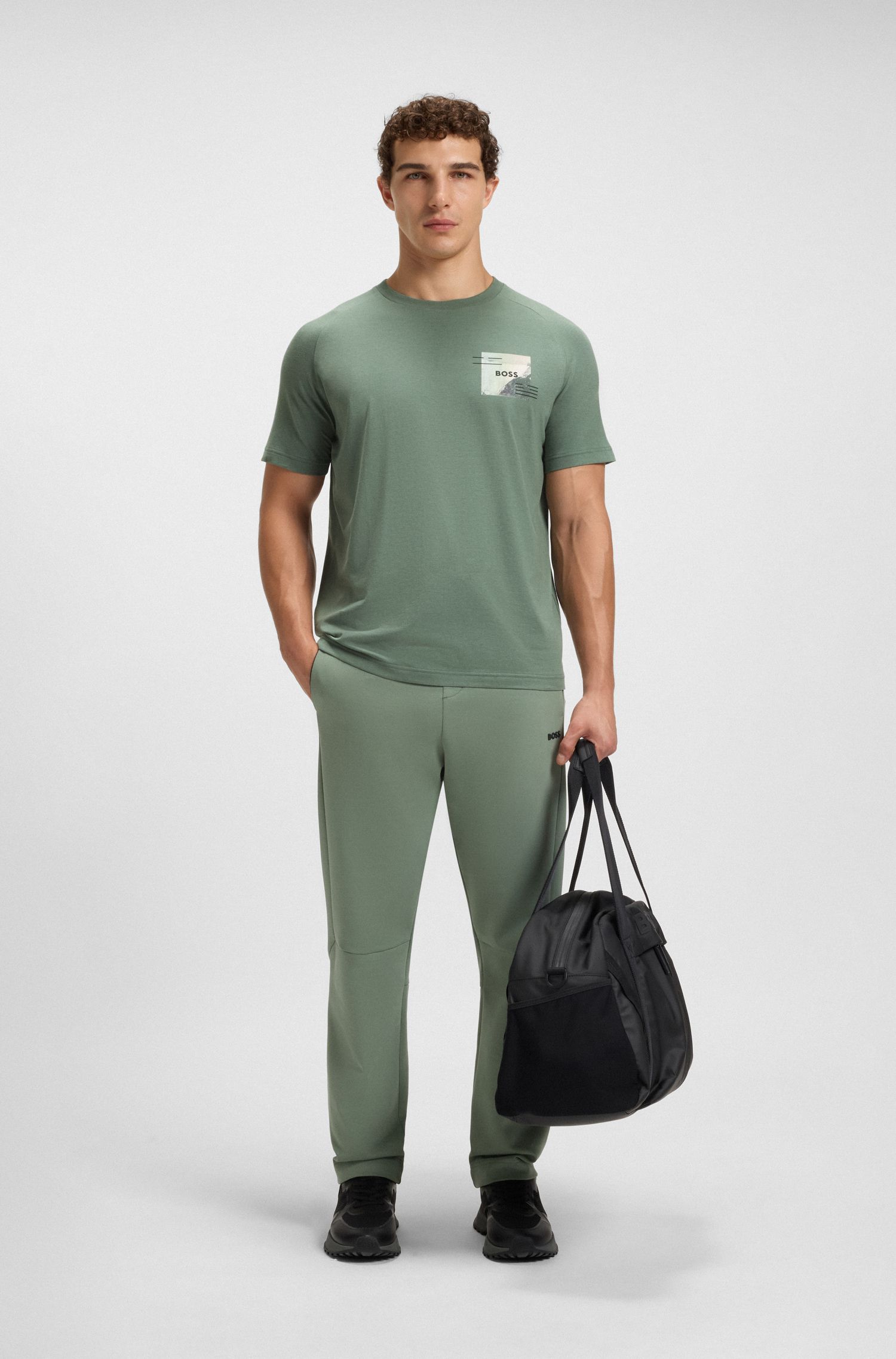 BOSS - Áo thun dáng relaxed fit với chi tiết phản quang trang trí