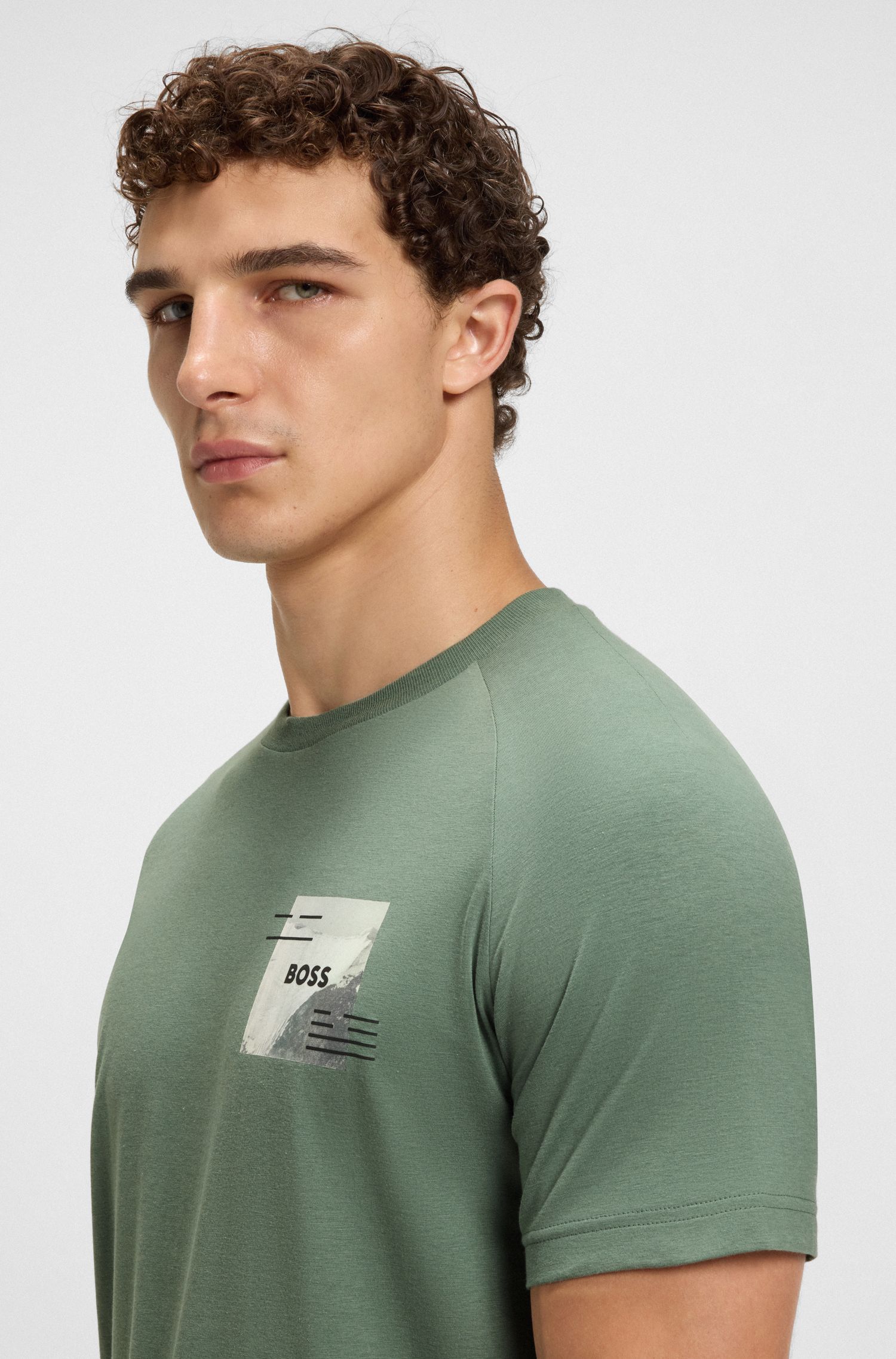 BOSS - Áo thun dáng relaxed fit với chi tiết phản quang trang trí