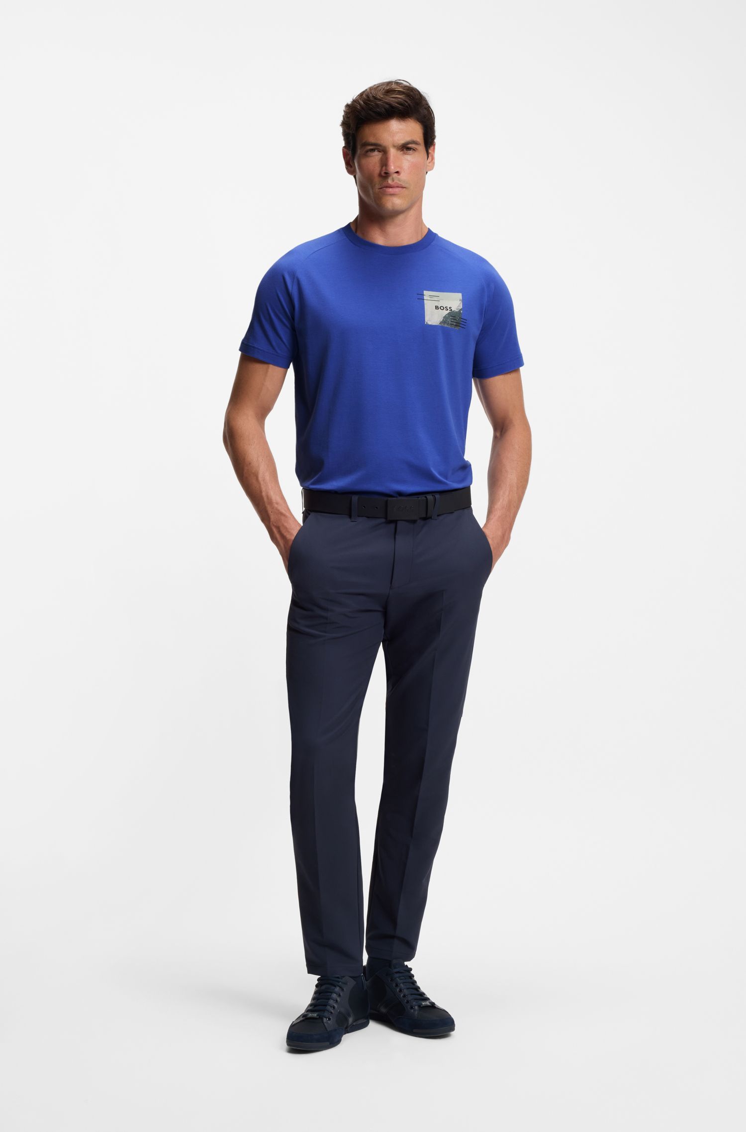 BOSS - Áo thun dáng relaxed fit với chi tiết phản quang trang trí
