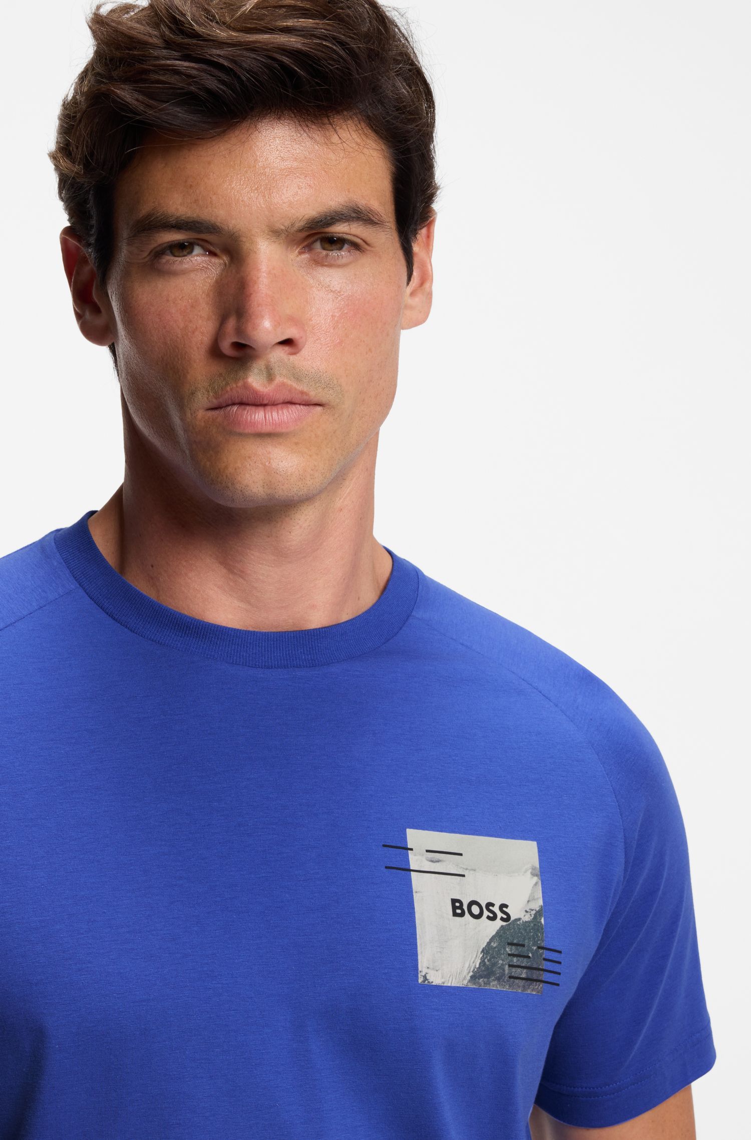 BOSS - Áo thun dáng relaxed fit với chi tiết phản quang trang trí